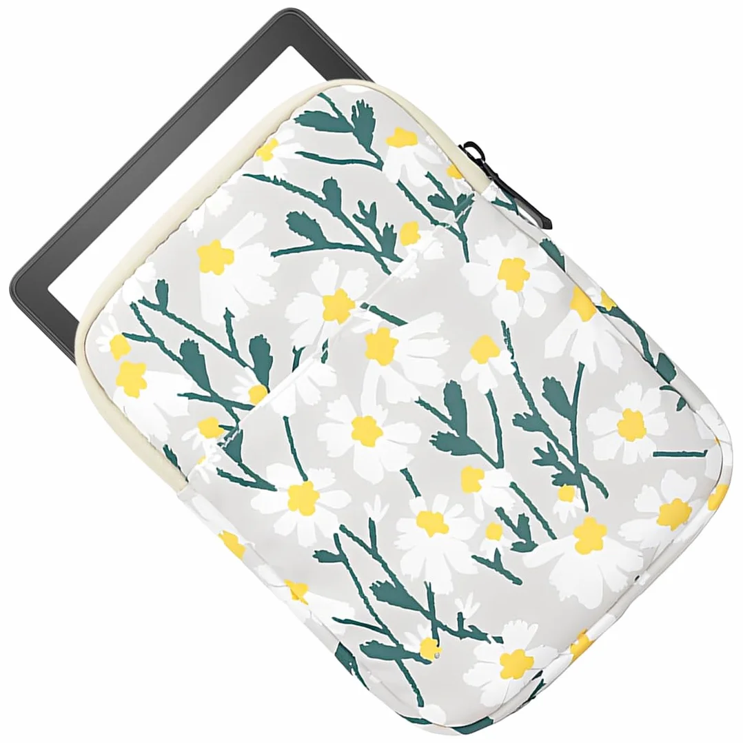 Funda Bordada Margarita 6-7 Pulgadas, para 7"" Kindle Paperwhite Nuevo/Colorsoft Signature, 6"" Kindle, 6.8"" Paperwhite, Kobo/Tolino eReader - Beige