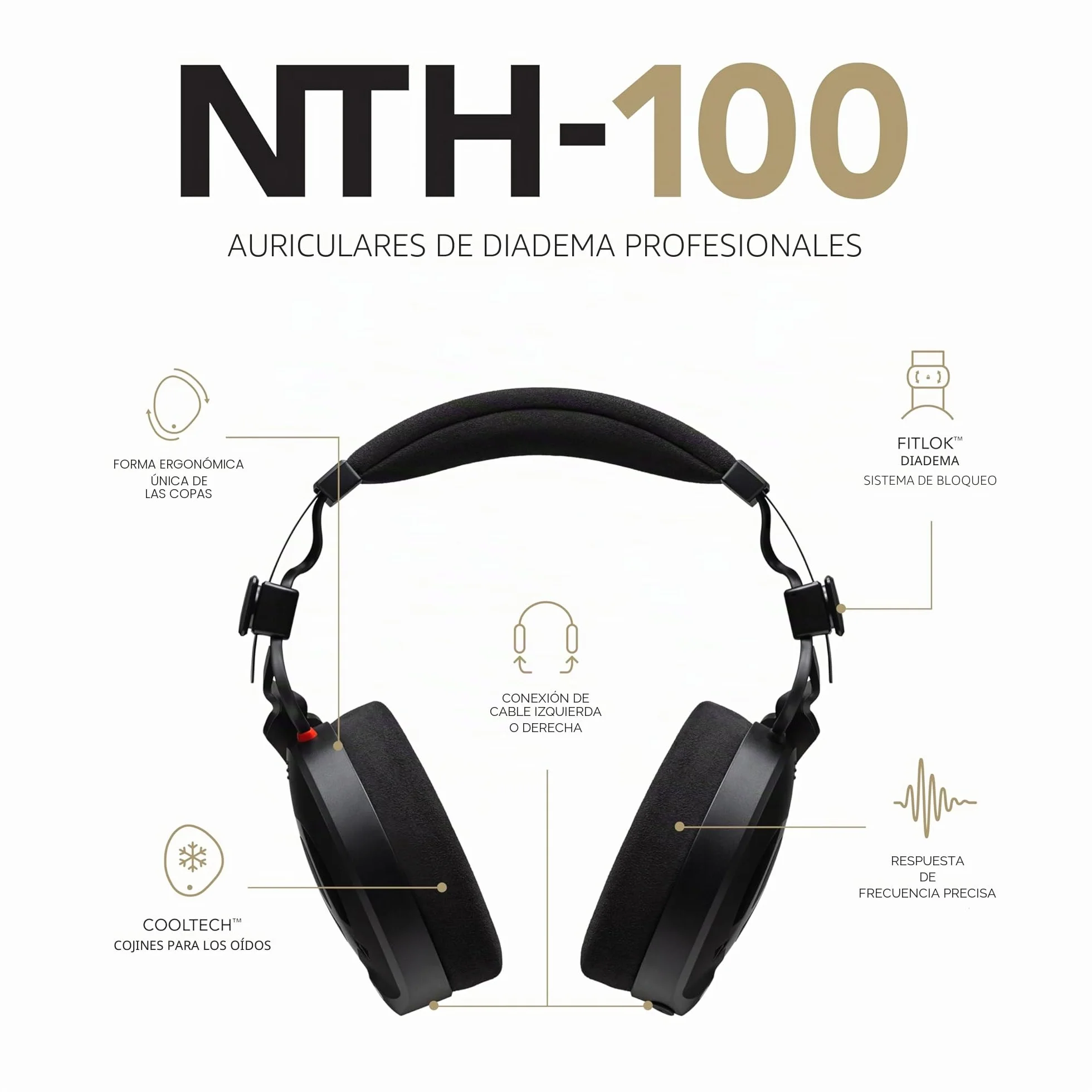 RØDE NTH-100 Auriculares over-ear profesionales RØDE NTH-100 para creación de contenido, producción musical, mezcla y edición de audio, podcasting, grabación en exteriores (negros)