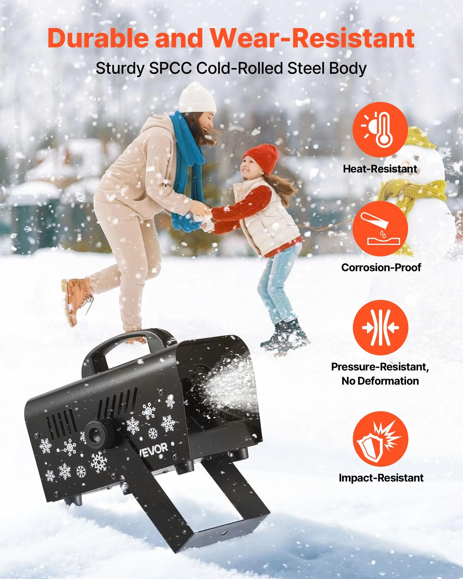 VEVOR 1500 W Máquina de Nieve, Máquina Portátil de Copos de Nieve Colgante con Asa, Control Remoto Inalámbrico y Depósito de 5 L, para Fiestas Navideñas, Efectos de Escenario, Decoración de Bodas