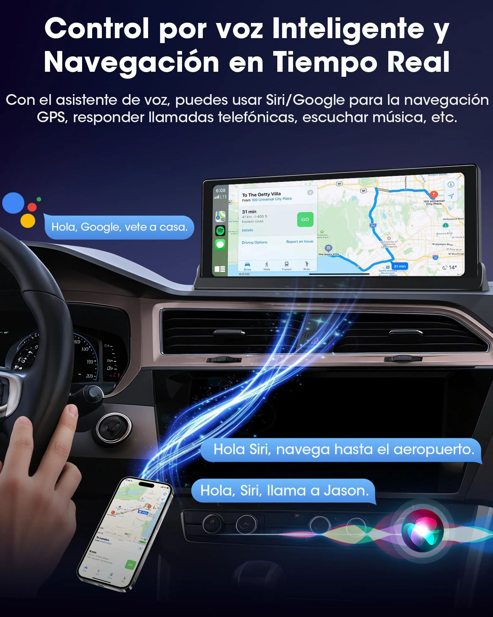 2026 Exclusividad Pantalla Carplay Android Auto Inalambrico, Universal Pantalla Coche Táctil de 10,26 Pulgadas Carplay Coche con Cámara de Marcha Atrás, p antalla Android Auto con Navegación GPS