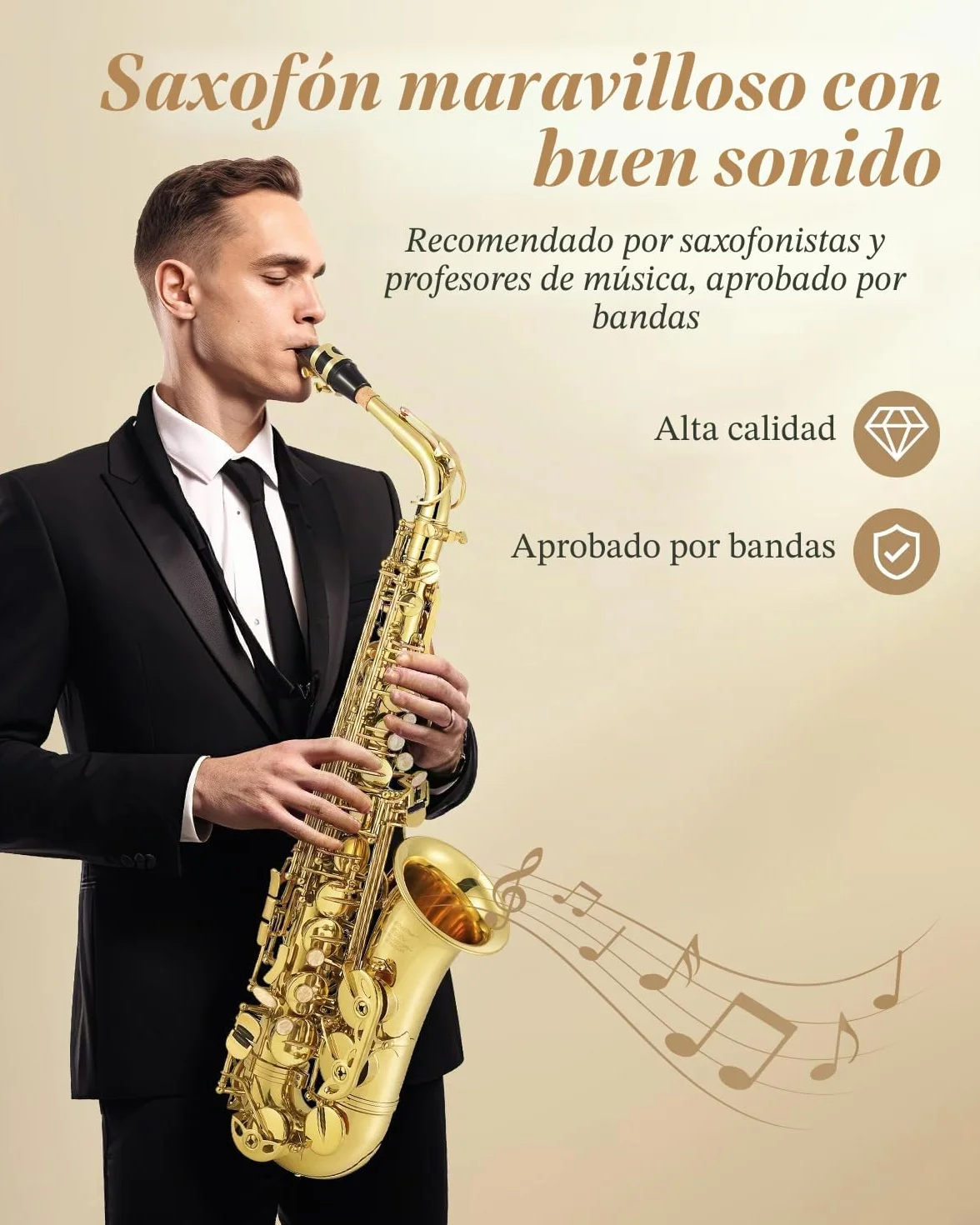 Eastar AS-Ⅲ Commander E Flat Wind Band Saxophone，Beautiful Gold +Eastar ERD-ASS1 Eb Saxophone Reeds, Strength 3, 5-pack