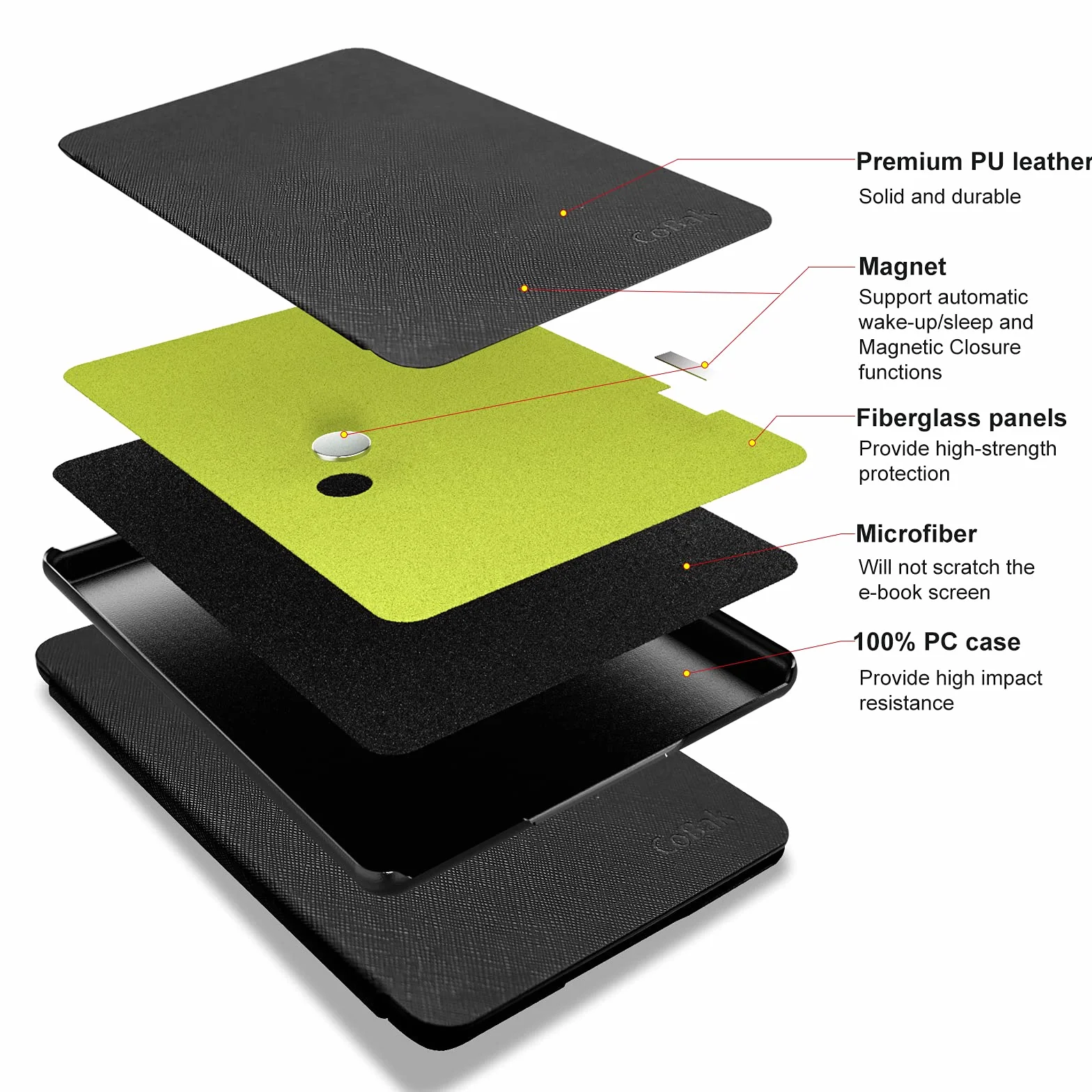 CoBak Funda para el Nuevo Kindle de 6" (11ª Generación), e-Reader 2024 y 2022, Funda Protectora Ligera con Función de Suspensión/Activación Automática (Smart Cover), Negro