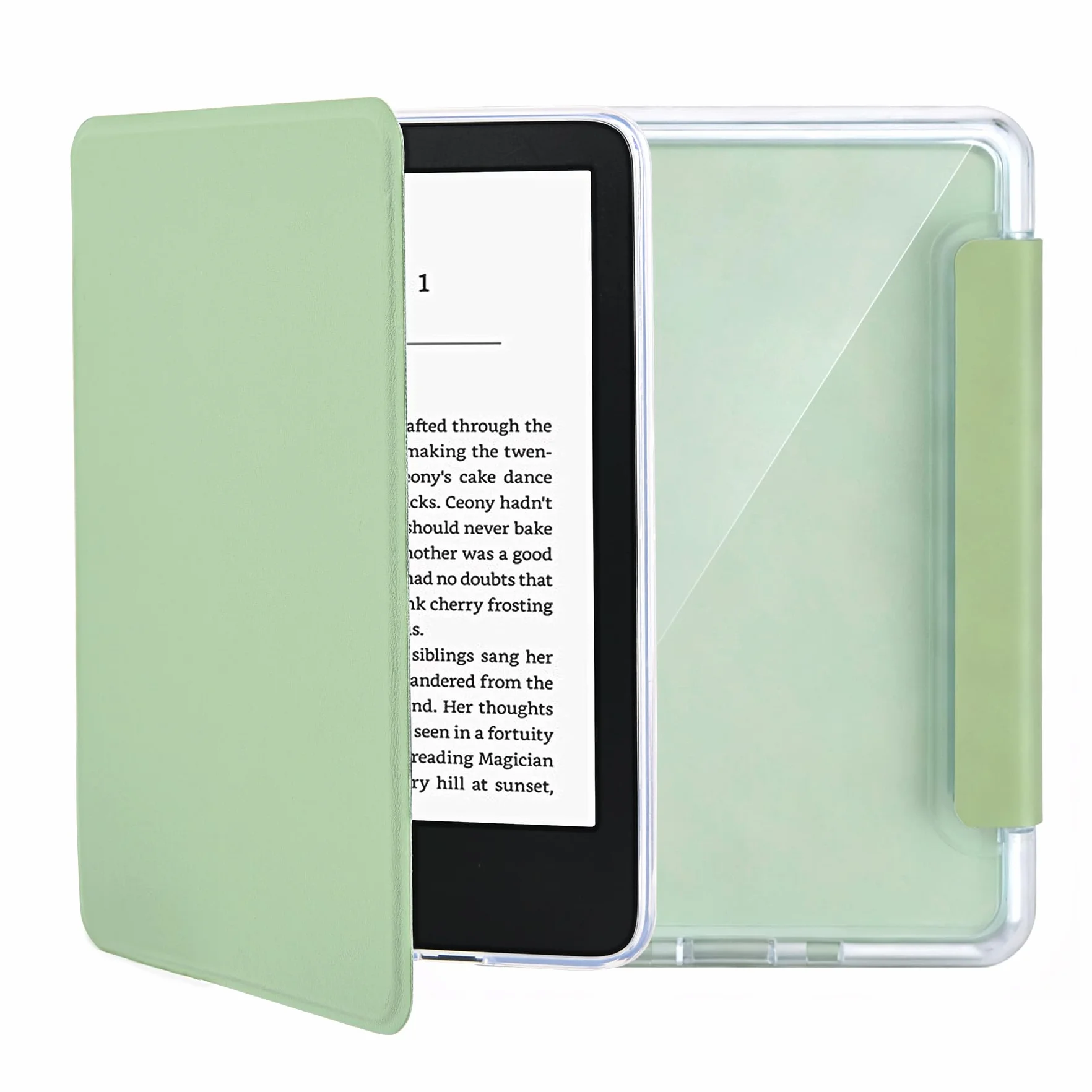 Funda para Kindle 11.ª generación 2024/2022, Transparente y Suave, Protectora magnética de PU con suspensión/activación automática (Verde)