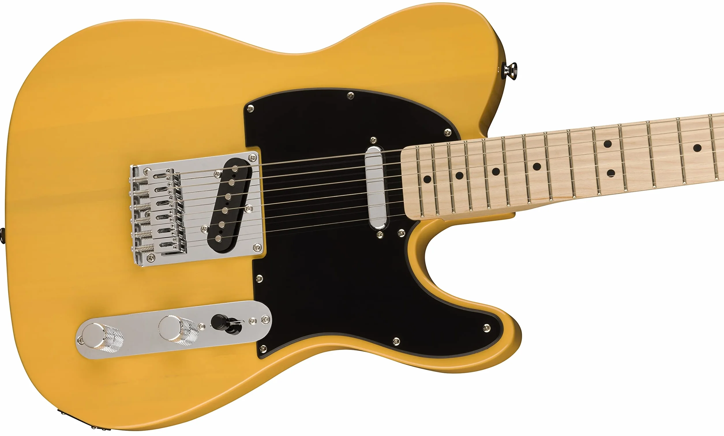 Squier by Fender Sonic Telecaster, Guitarra Eléctrica, Diapasón de Arce, Golpeador Negro, Butterscotch Rubia, Incluye cursos virtuales gratuitos en Fender Play