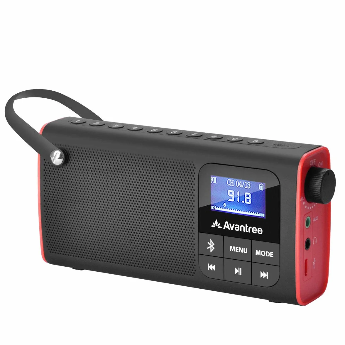 Avantree SP850-3 Radio FM Portátil Pequeña con Altavoz Bluetooth Reproductor SD MP3 Pantalla LED Recargable