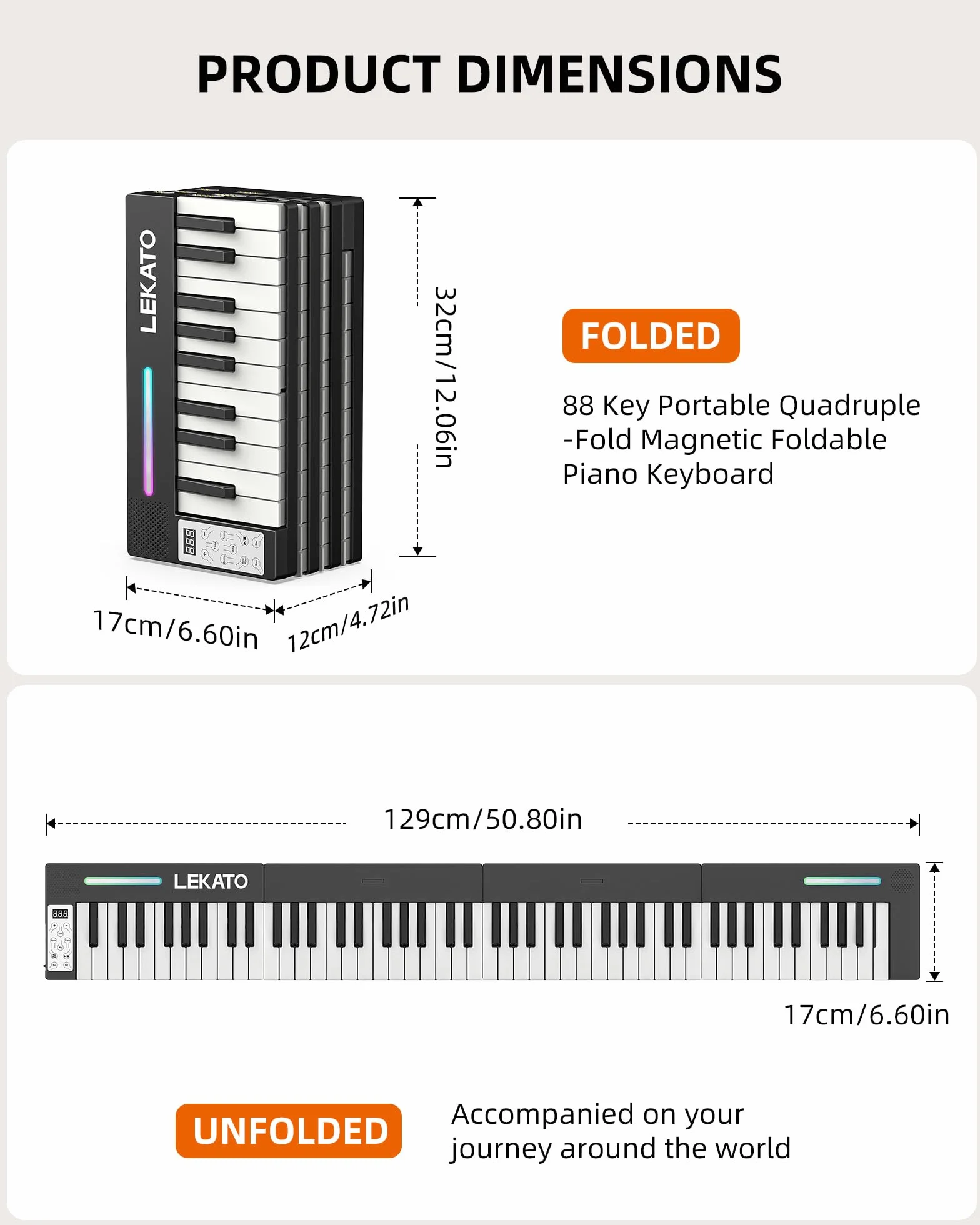 LEKATO teclado piano portátil 88 teclas magnético plegable piano electrónico 128 sonidos 128 ritmos Bluetooth MIDI split dual tone grabación auriculares principiantes hogar viaje
