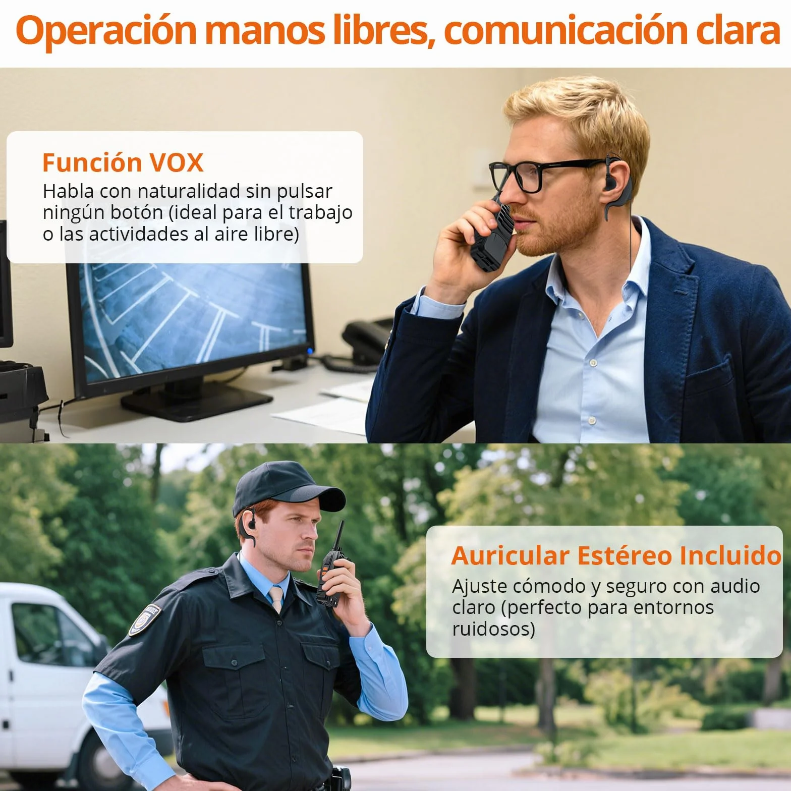 Proster Walkies Talkies Recargable Walky Talky Profesionales 16 Canales CTCSS DCS Transmisores Receptores Radiocomunicación de Largo Alcance con Pinganillos y LED Linterna