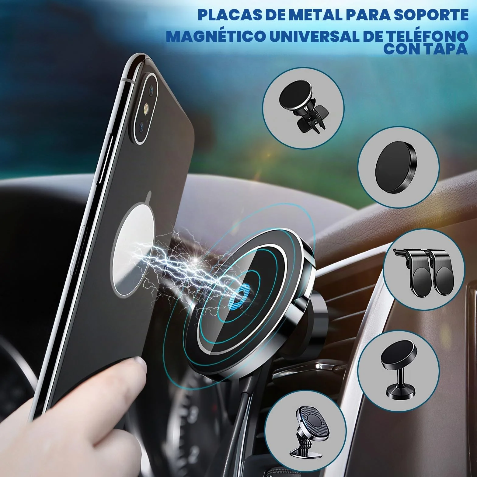 Wukong 8 Placas de Metal Autoadhesivas 40 mm para Imanes de Coche Soporte Teléfono Móvil