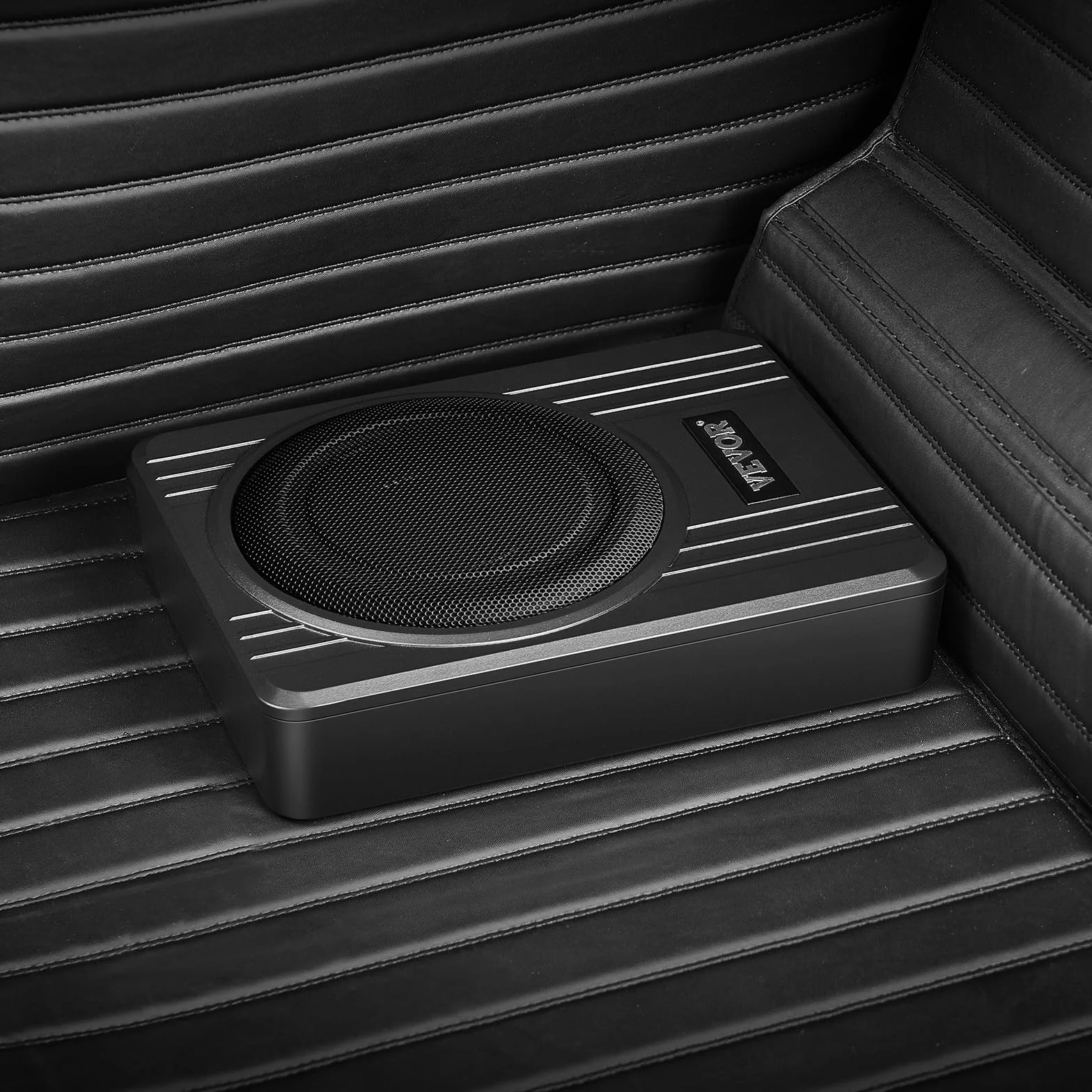 VEVOR Subwoofer para Debajo del Asiento para Automóvil 254 mm 300 W Altavoz Compacto para Coche Amplificador Incorporado Entrada Bajo Controlador de Volumen Control Remoto con Cable