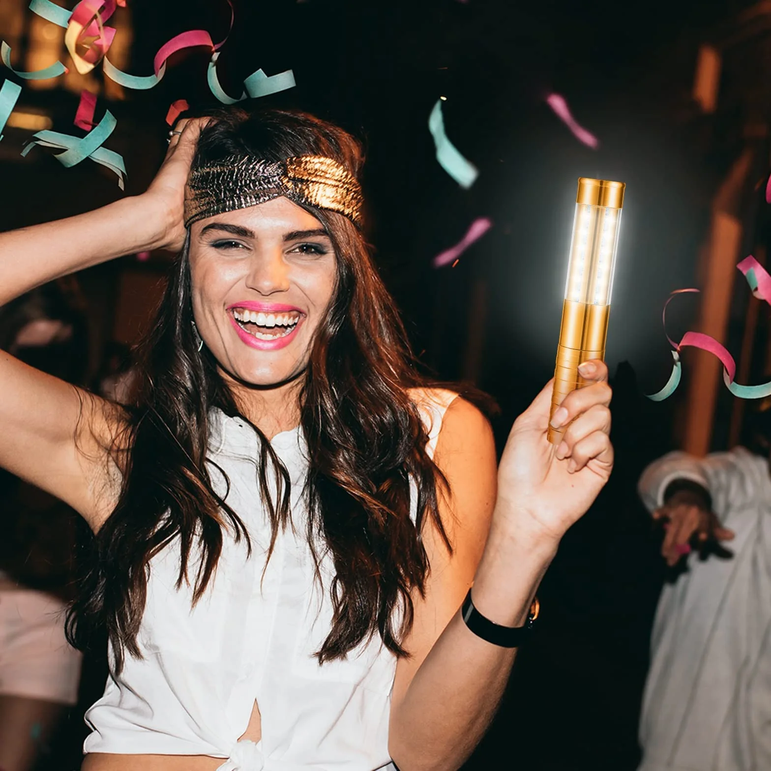 LED estroboscópico Baton Botella de champán Servicio Bengala luz Intermitente Recargable para KTV Bar Club cumpleaños Bodas Fiestas (Gold)