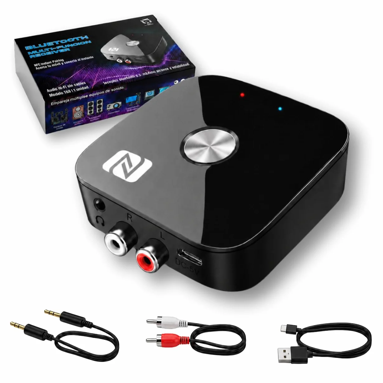 Receptor Bluetooth 5.3 HiFi, Receptor Bluetooth Jack 3.5 RCA, Adaptador Bluetooth Audio para Amplificador, Receiver Estéreo Casa Coche, Largo Alcance y Baja Latencia