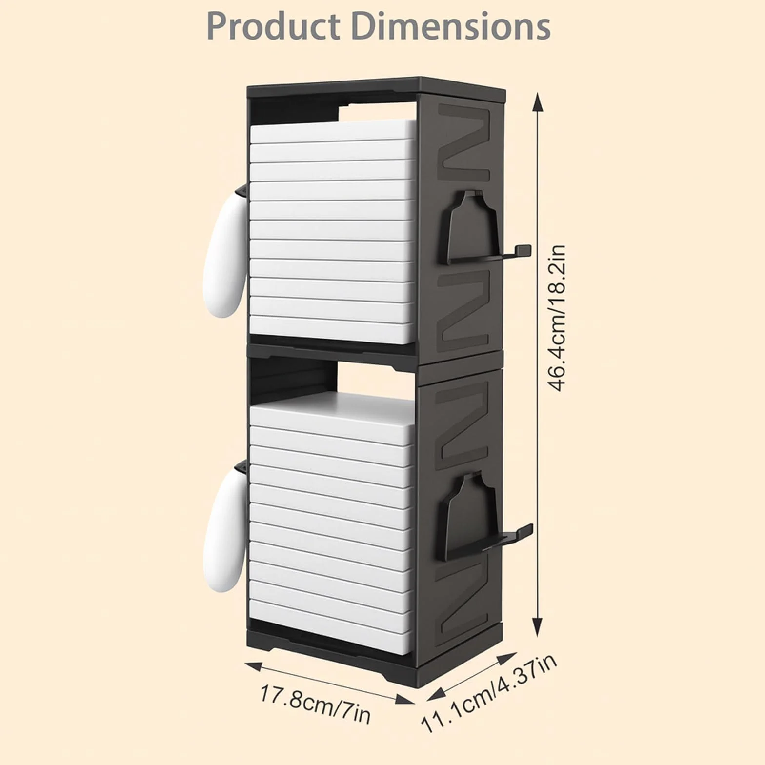 Soporte de torre de almacenamiento de juegos para PS5, PS4, Xbox Series X/S, Xbox One, Switch y discos Blu-Ray, organizador de 24 discos con controlador y ganchos para auriculares, ahorro de