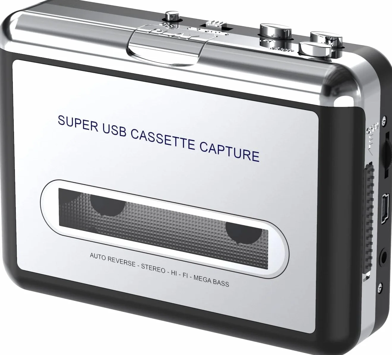 Reproductor de casete portátil con grabador MP3, compatible con PC/Mac, plata