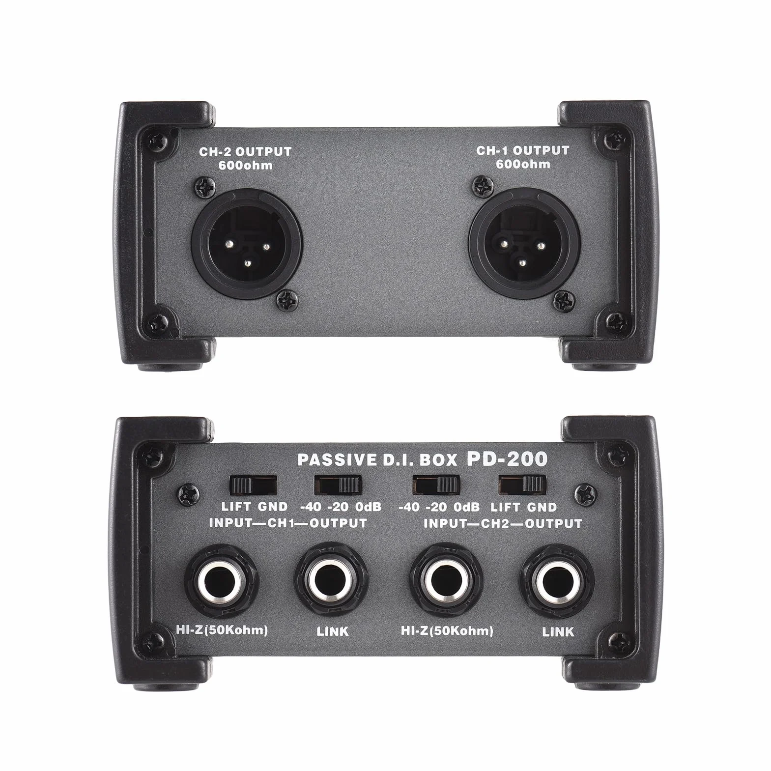 Btuty 2 Canales Caja de Inyección Directa Pasiva, Alto Rendimiento Caja DI - Filtro de Ruido/Interruptor de Elevación de Tierra contra Interferencias, XLR Caja Directa, Atenuador de Ganancia(Aluminio)