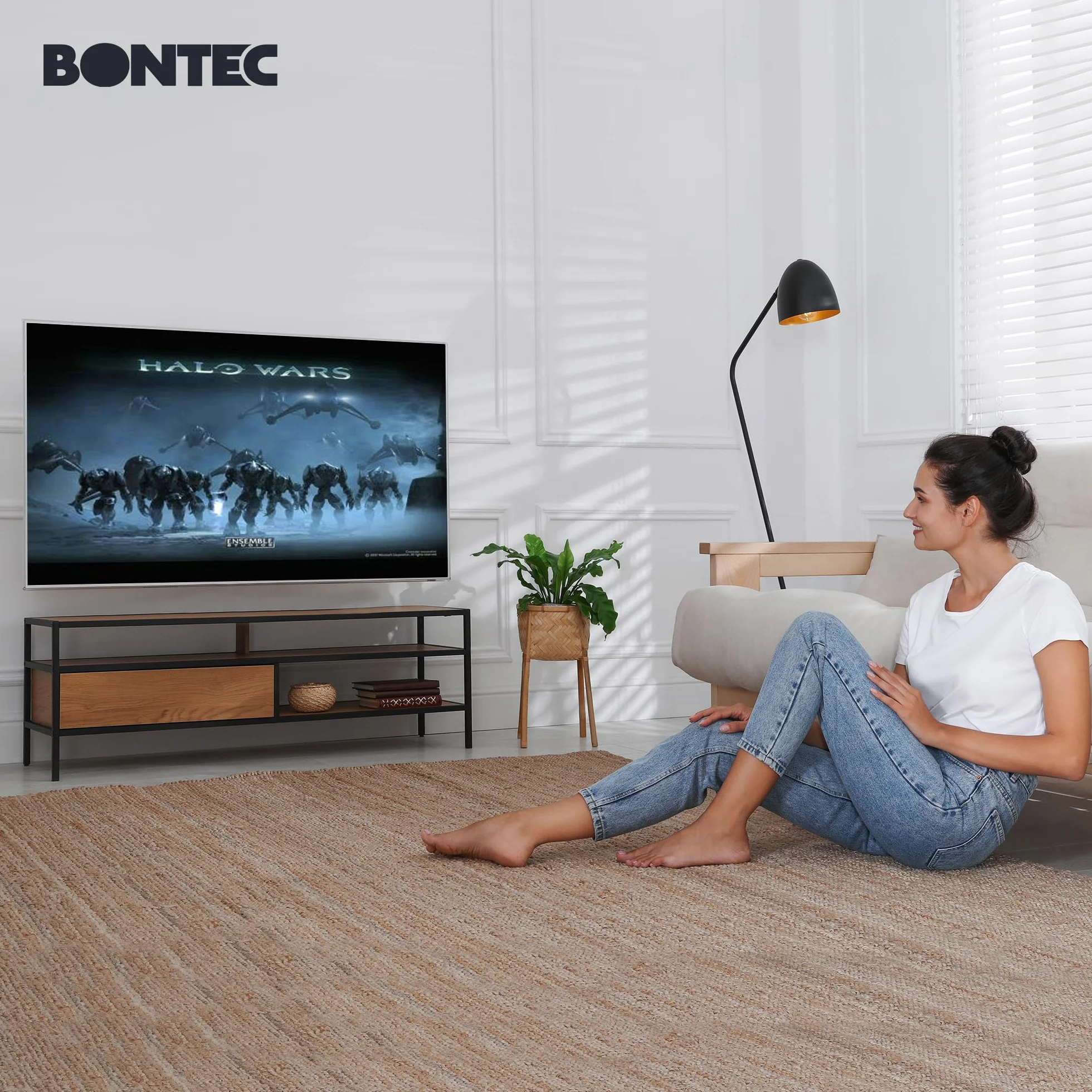 BONTEC Soporte TV Pared 23-70 Pulgadas Inclinable Giratorio Doble Brazo Movimiento Completo 45 kg VESA 400x400mm