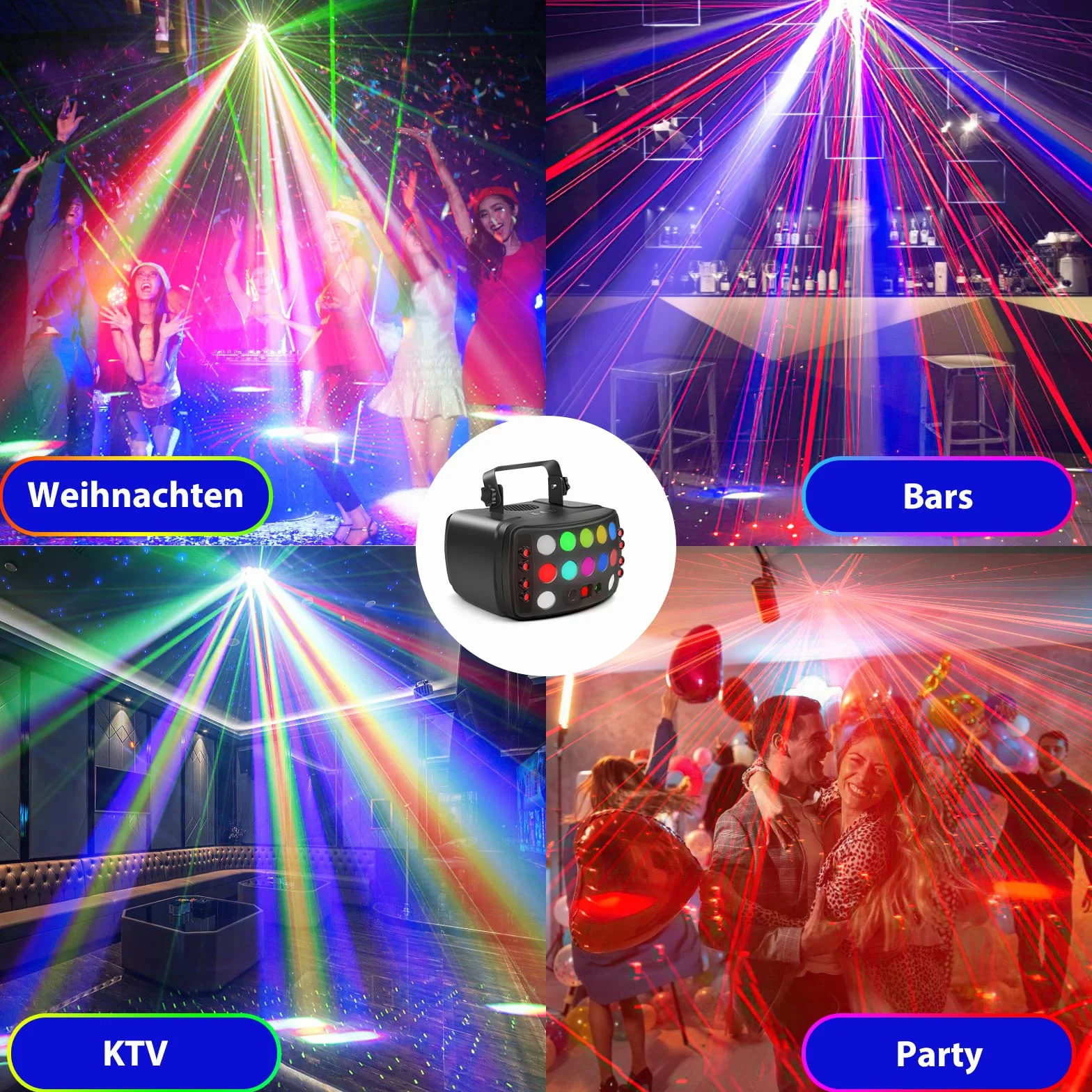 Luz de discoteca para fiestas, DMX 512, foco de efectos LED RGB, proyector de DJ, controlado por música, luces para KTV, bar, reunión familiar, boda, cumpleaños, Halloween