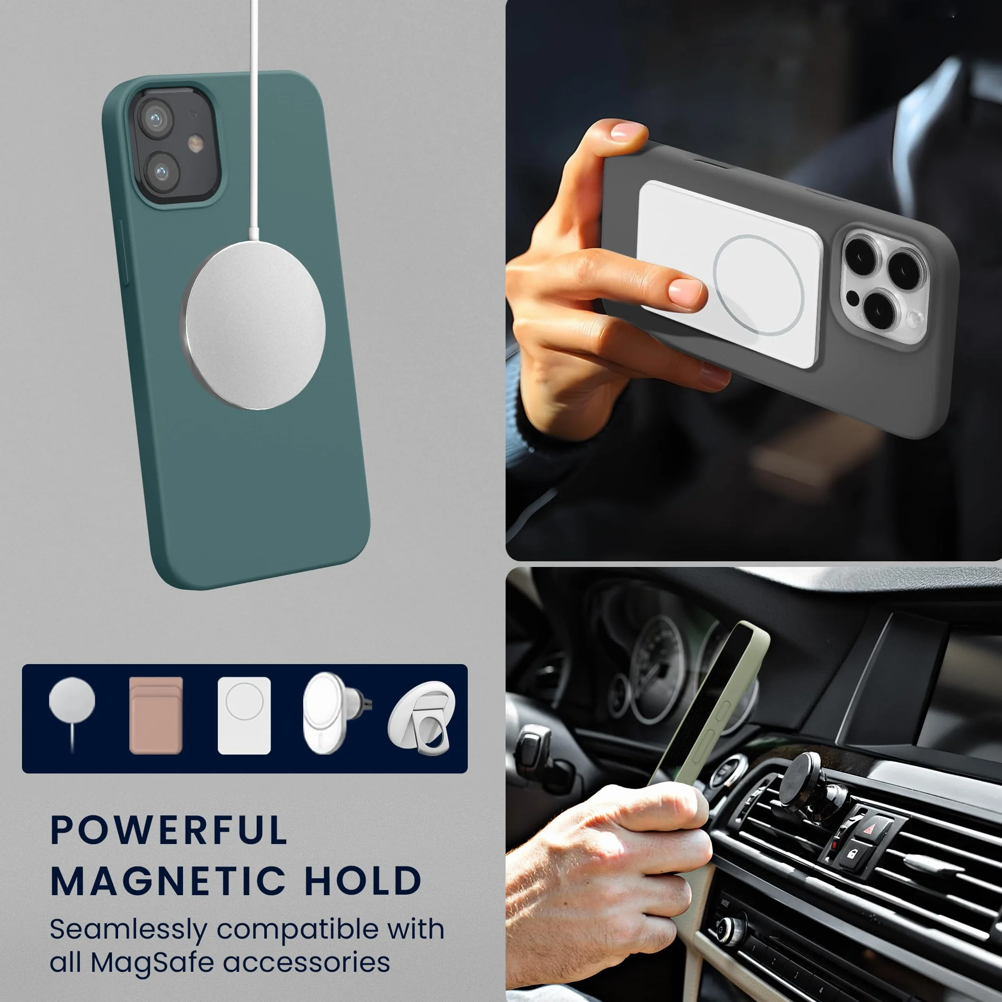 kwmobile Carcasa Compatible con Apple iPhone 12 Mini Funda magnética Compatible con MagSafe de TPU y Silicona - Noche ártica