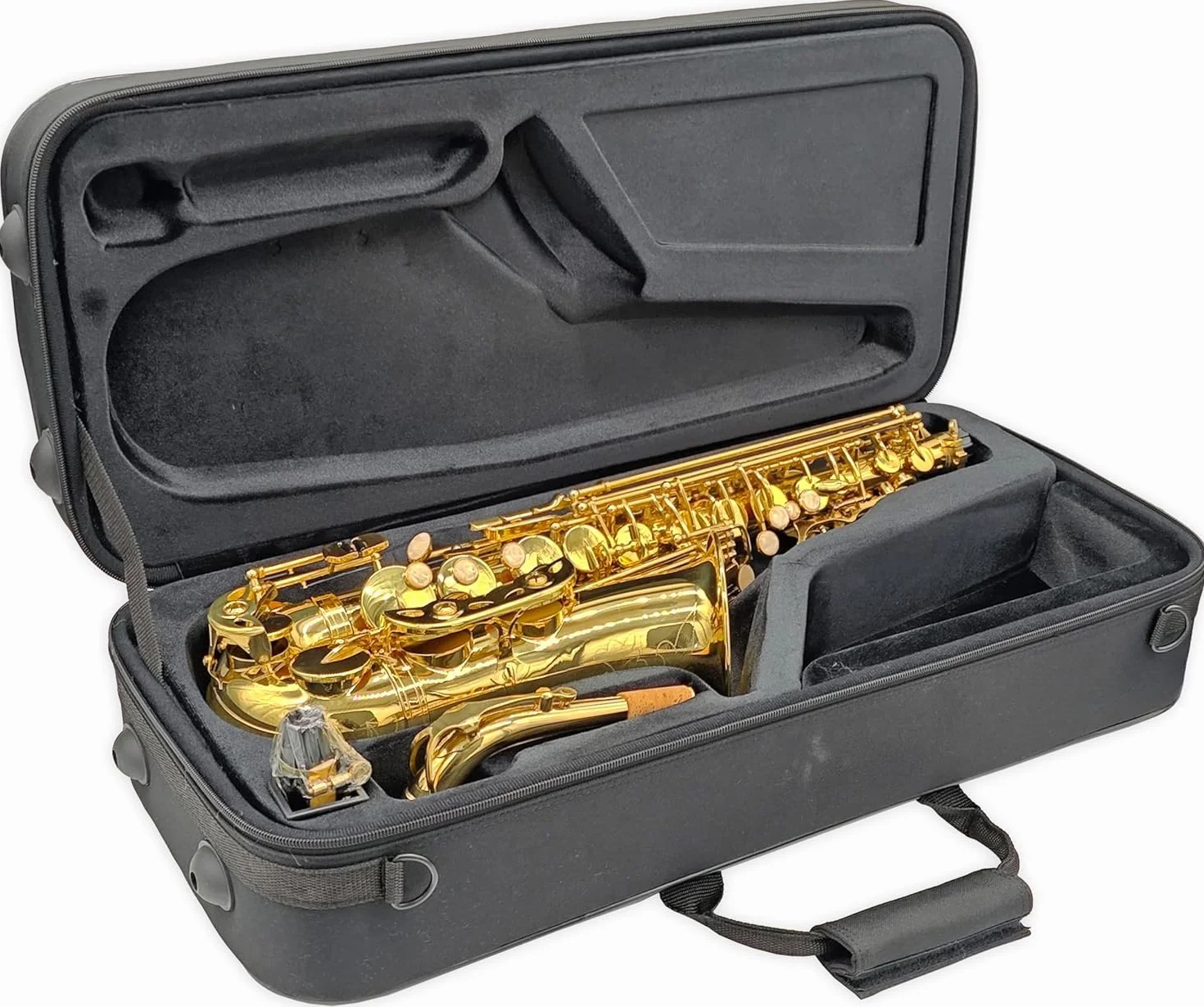 TAS-135 saxofón alto en Mi♭ completo con estuche resistente, boquilla Soundman D5, curso de saxofón “Alto Saxophone Basics” (set de inicio)