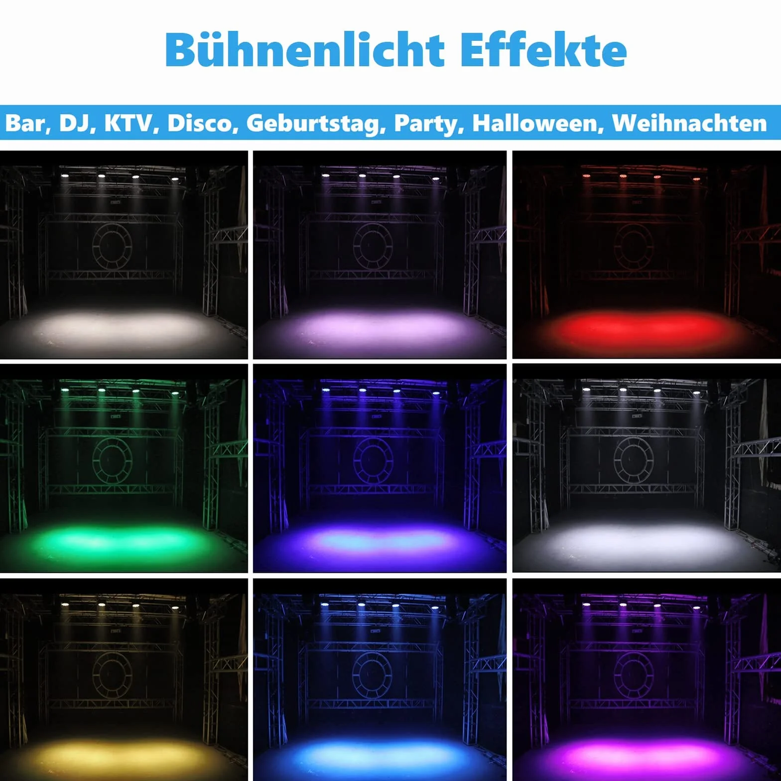 4PCS RGBW Focos LED Par, HOLDLAMP 84W Luz de Escenario con Modo de Activación de Sonido y Control Remoto, DMX 4/8CH Luces Discoteca para DJ Fiesta Cumpleaños Bar Club
