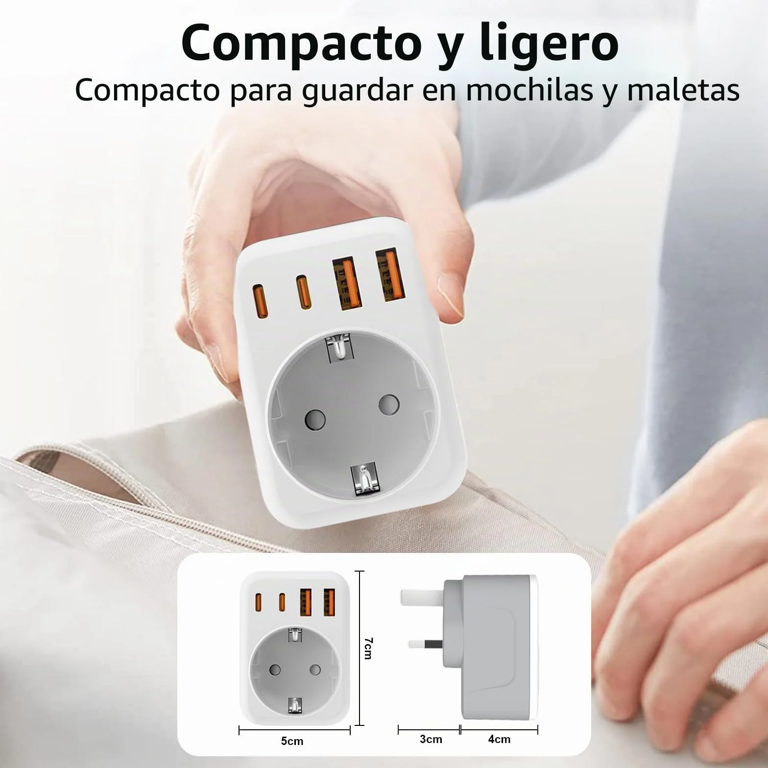 5 en 1 Adaptador Enchufe UK, Adaptador de Viaje Español a UK,con 2 USB C y 2 USB A,Enchufe Tipo G para Ingles Irlanda Maldivas Dubai Gran Bretaña Singapur Hong Kong