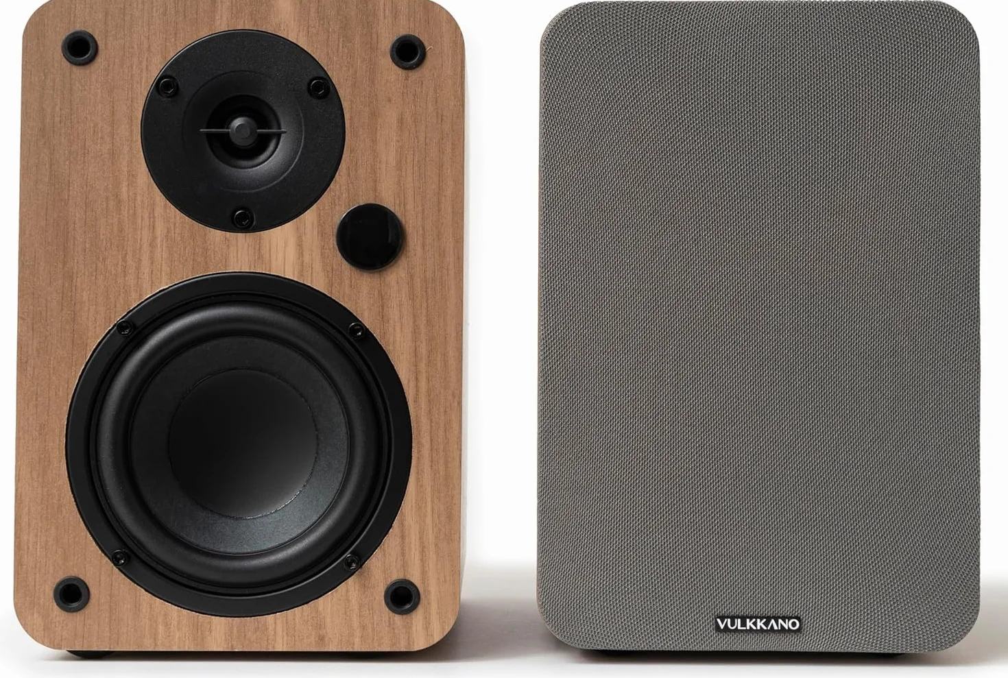 VULKKANO A4 ARC Altavoces Autoamplificados con Woofer de 4", Bluetooth 5.0, HDMI ARC, Optica, RCA, USB, con Salida Subwoofer, Monitores de Estudio con Diseño Elegante, Color Marron