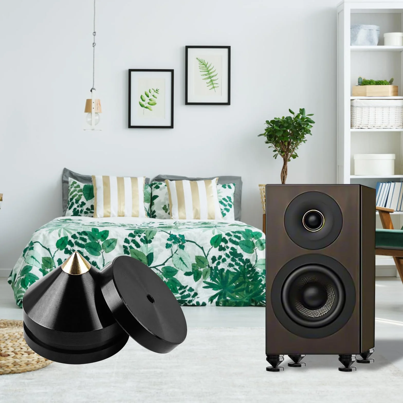 Clavijas de subwoofer de aleación de cobre, 16 tacos antideslizantes, 8 bases para altavoces HiFi