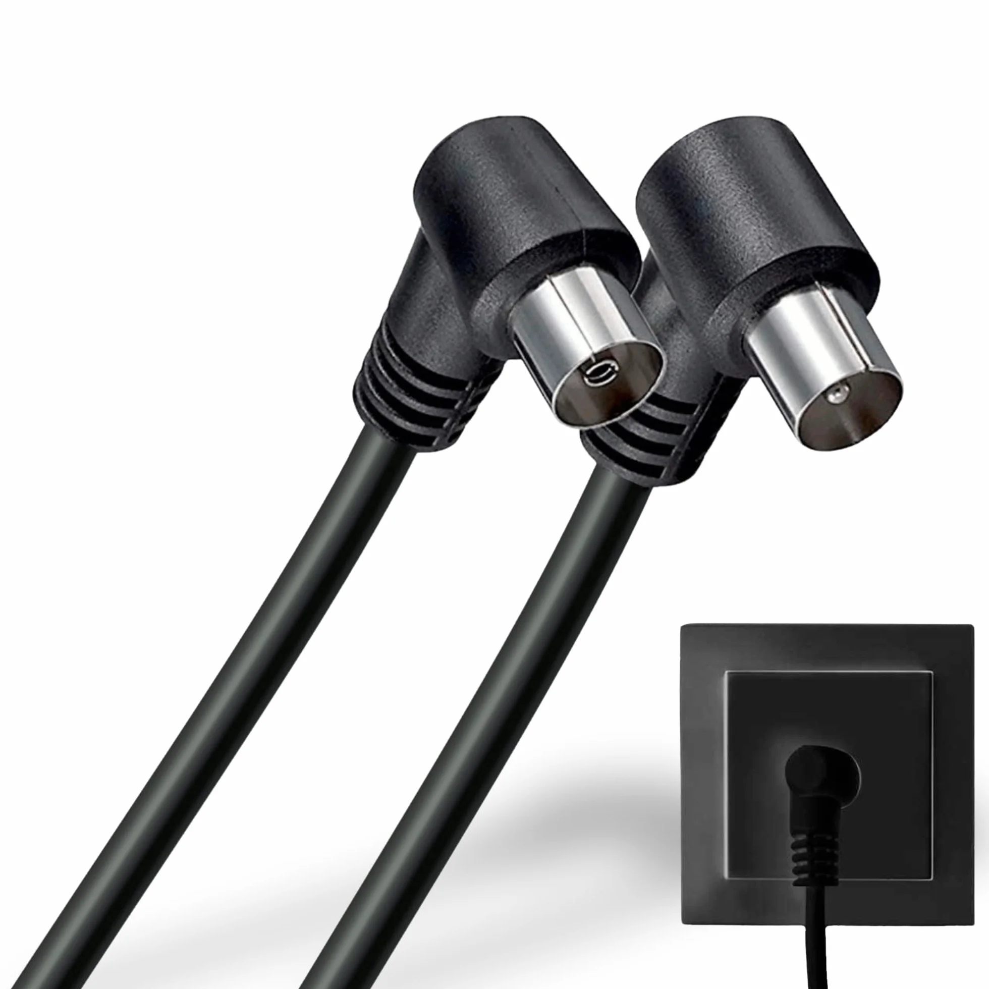 TECHZOCO Cable antena TV coaxial 75 Ohm 1.5 metros HDTV DVB-T2 DVB-C DVB-S 70dB Negro