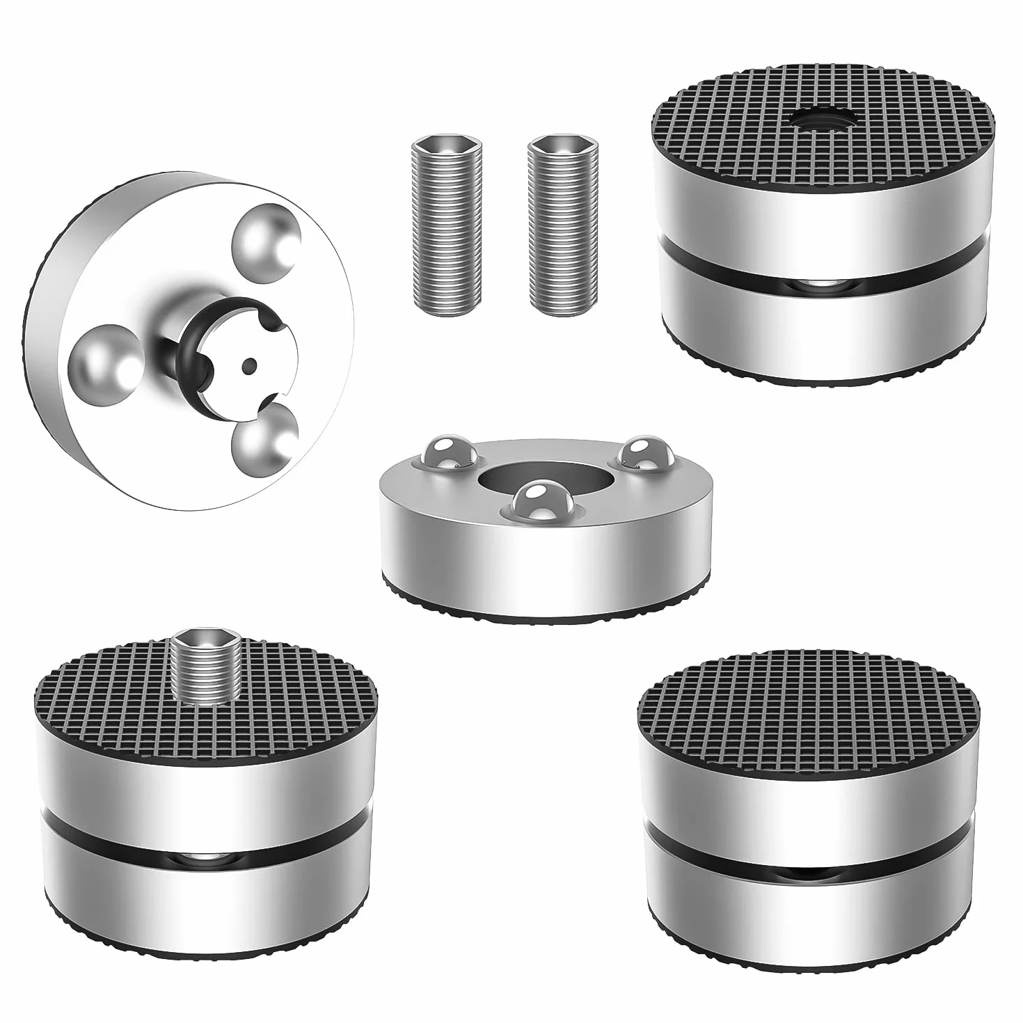 Tertullus Juego de 4 patas para altavoces de aluminio amortiguador de vibración plateado