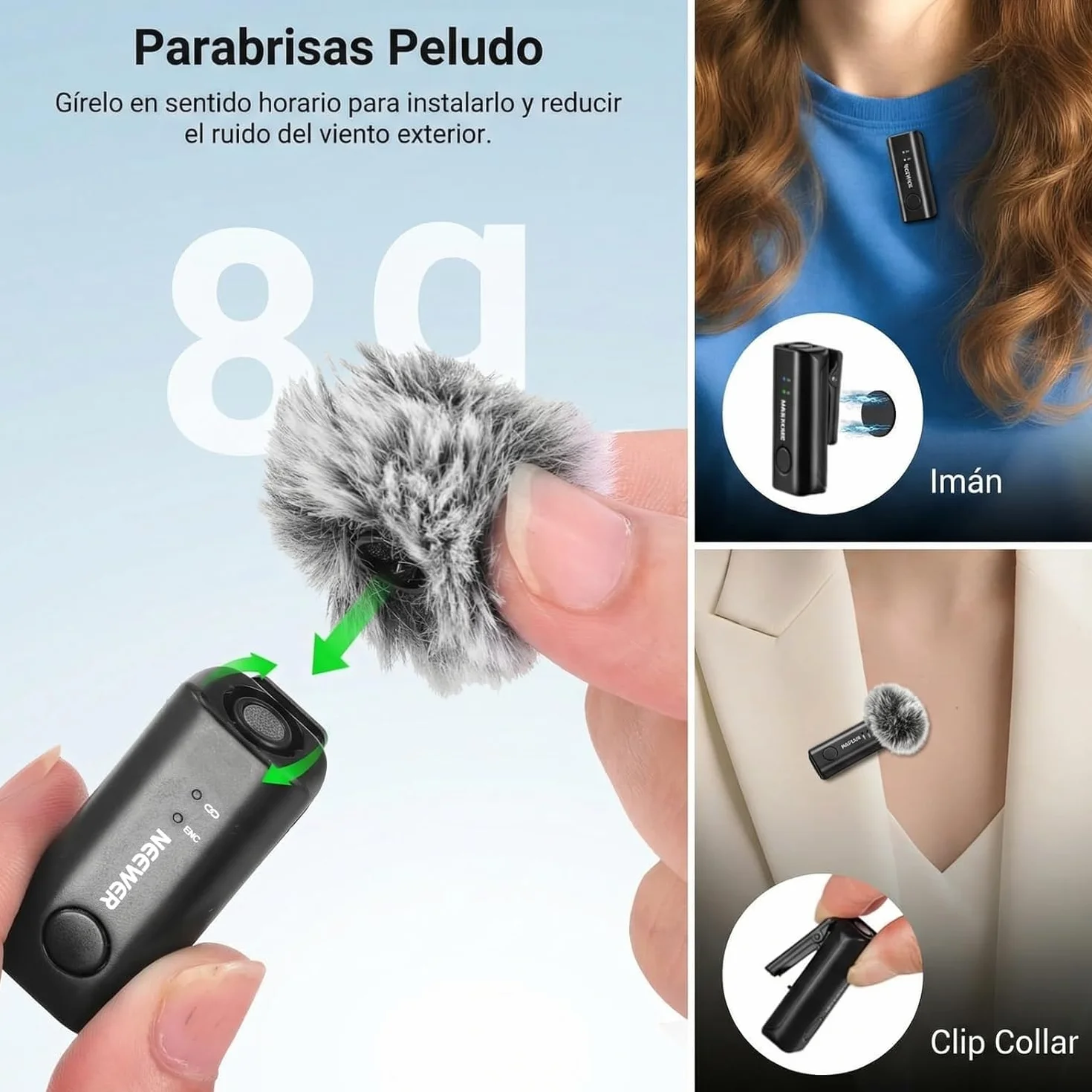 NEEWER KM23C Micrófono Solapa Inalámbrico Compatible con iPhone Android Tablet PC Laptop, Omnidireccional 48K/24Bit 20-20KHZ AI Cancelación Ruido Silenciador 70m Alcance 32h Batería (1x RX + 4X TX)