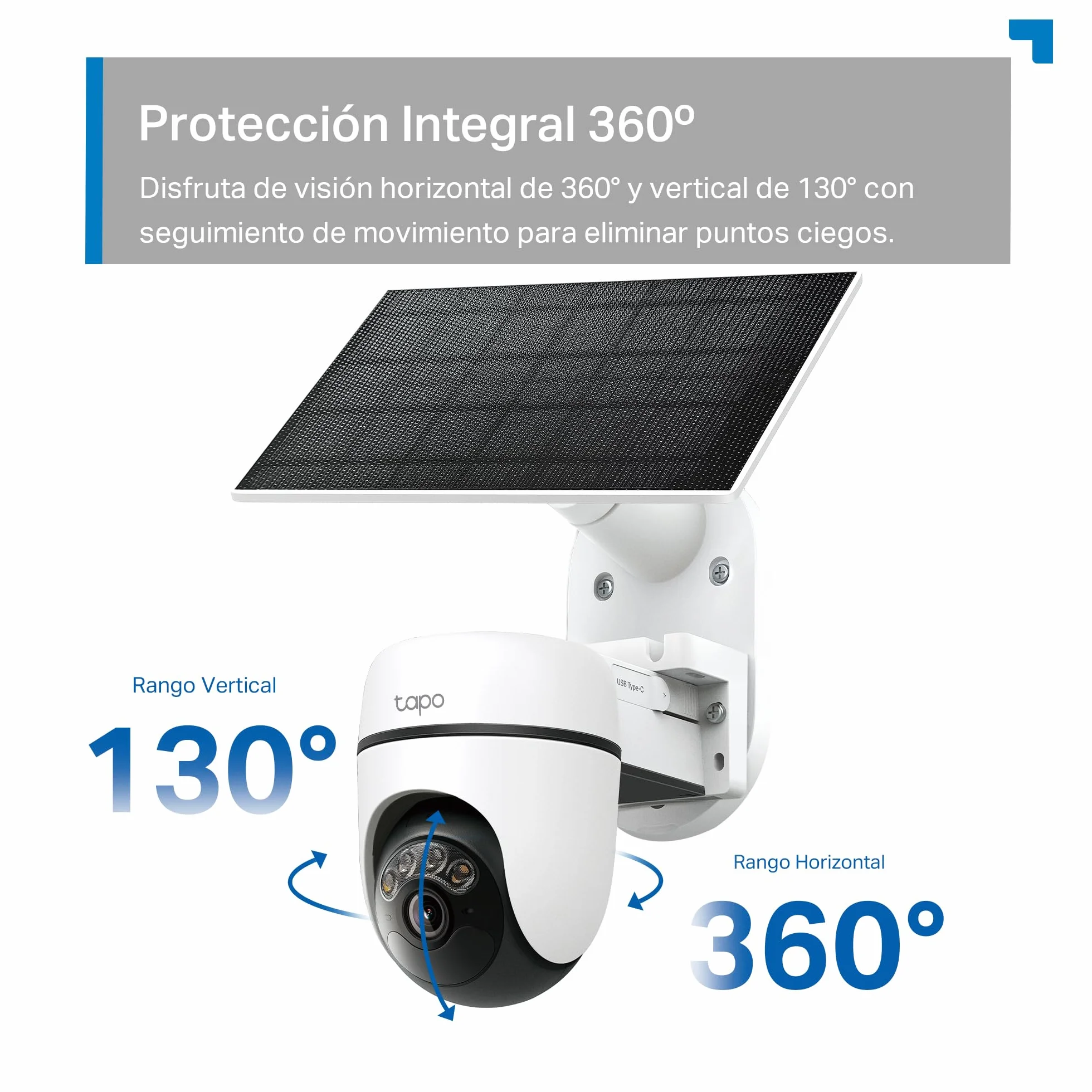 Tapo C610 Kit – Outdoor WiFi Surveillance Camera 2K 3MP with Solar Panel, 360° PTZ, 6700mAh Battery, Human Detection, Color Night Vision, AI Tracking, IP65 Wireless