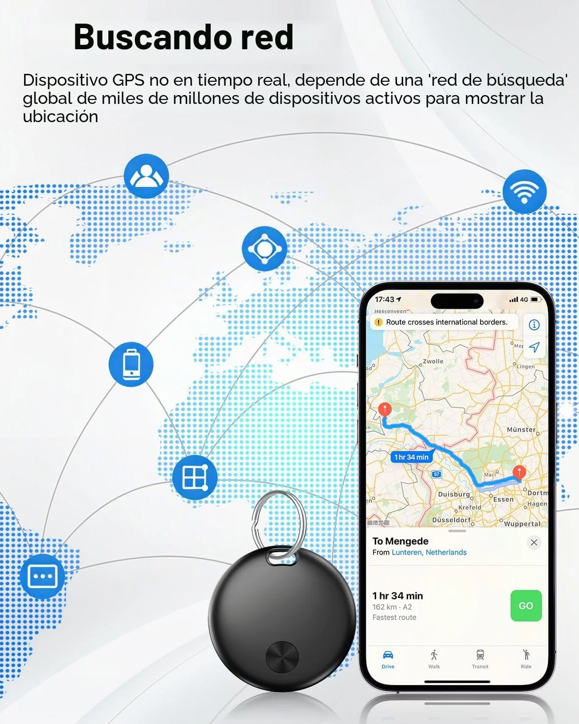 Smart Tracker Tag 4 Pack, Buscador de Objetos Bluetooth Funciona con Buscar Apple (Sólo iOS), Resistente al Agua IP67, Baterías Reemplazo, Rastreador para Llaves, Cartera, Equipaje, Mochila