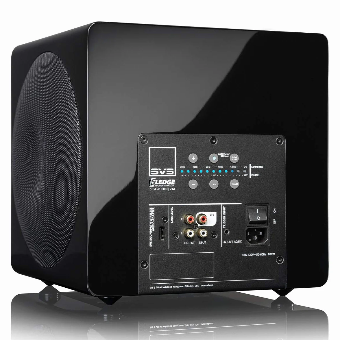 SVS Subwoofer microsellado 3000 con Controladores duales Totalmente Activos de 8 Pulgadas (Piano Negro Brillante)