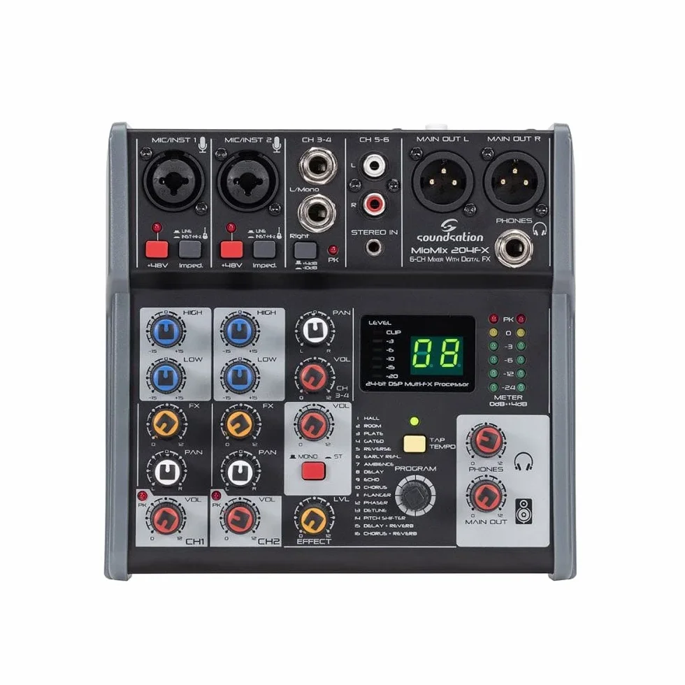 SOUNDSATION MIOMIX 204FX - Mezclador de 6 canales con efecto múltiple digital