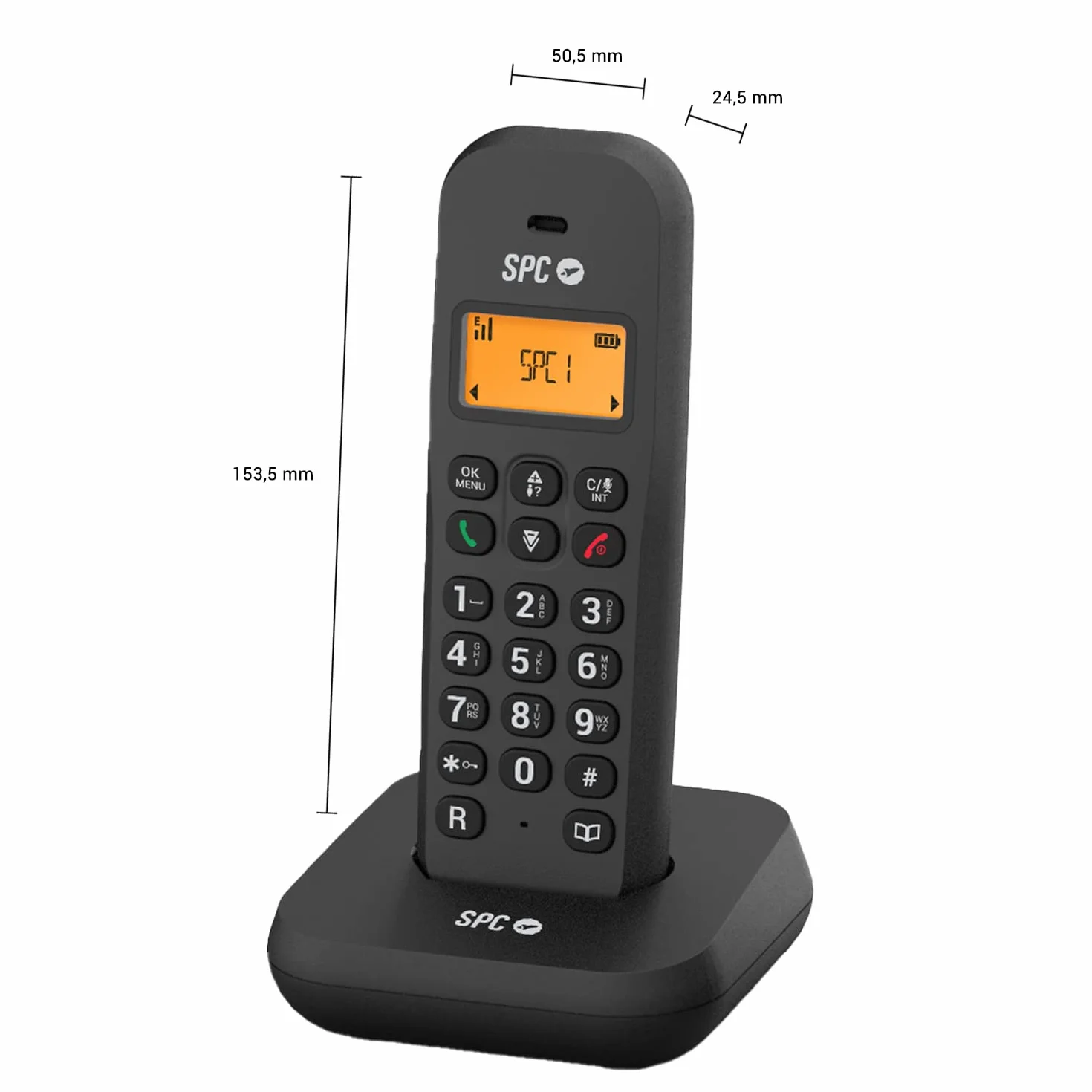 SPC Keops Teléfono Inalámbrico con Pantalla Iluminada Identificador de Llamadas Agenda 50 Contactos Modo Eco Compatibilidad Gap Negro