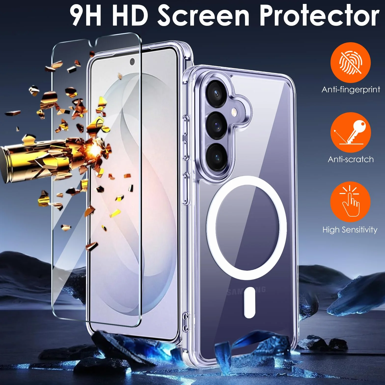 ivoler Funda Magnética para Samsung Galaxy S26 5G con 2 Piezas Cristal Templado, Compatible con MagSafe, [Protección Militar] Anti-Choque Carcasa Protectora, Claro