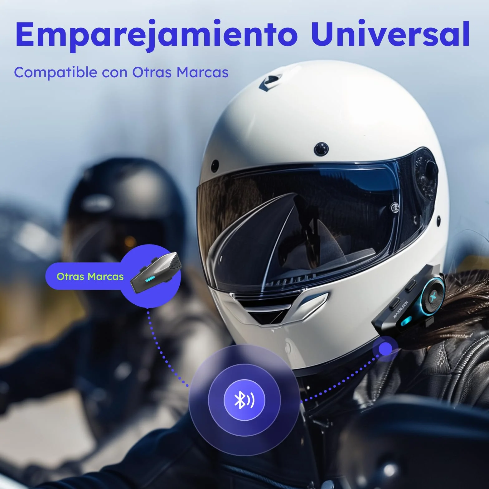 Intercomunicador Casco Moto Bluetooth 5.4, 4 Motociclistas, Cancelación de Ruido, IPX7, 2 Pack
