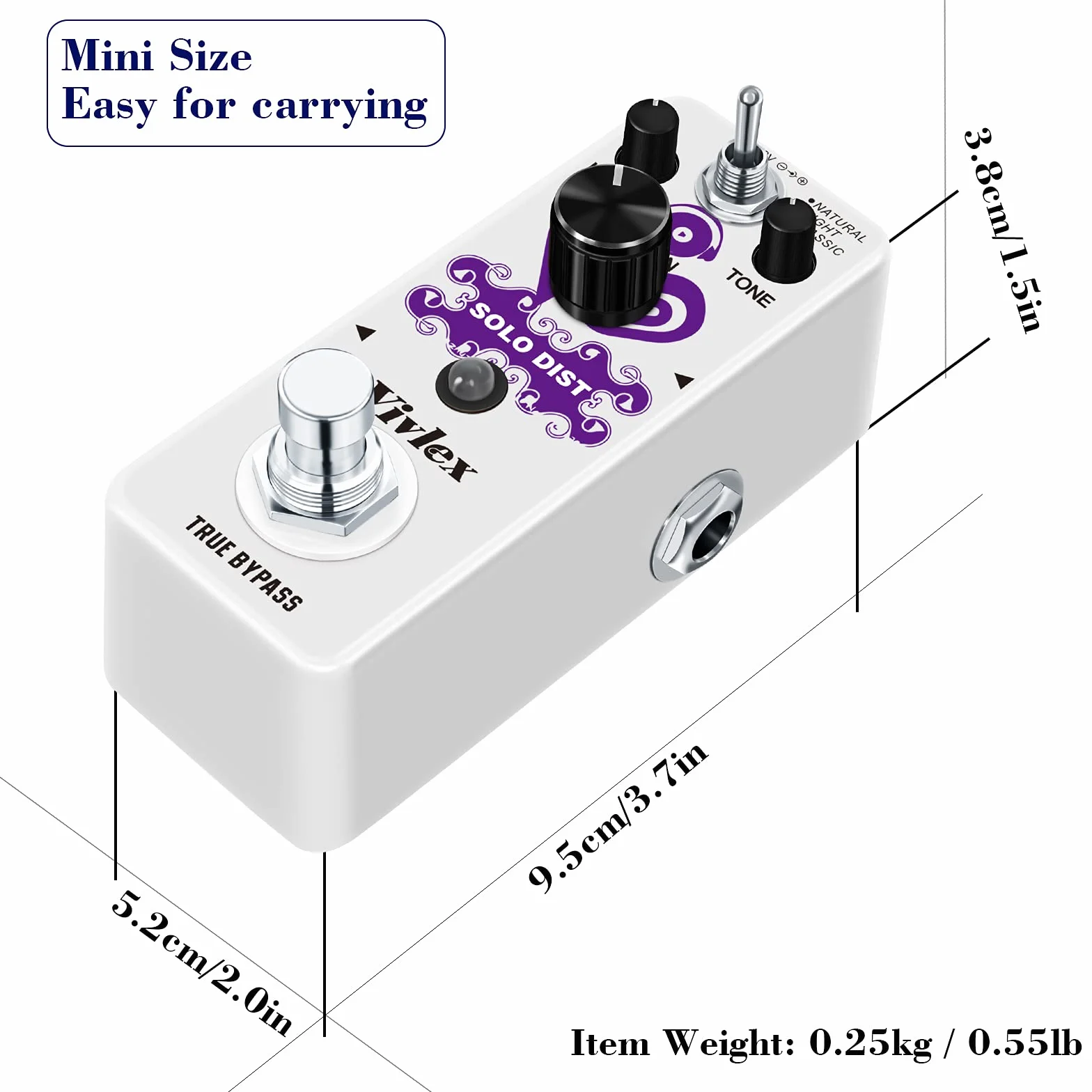 Distortions Pedal de efectos de guitarra de alta ganancia Mini pedal analógico británico de distorsión de sonido apilamiento para guitarra eléctrica True Bypass LEF-301B