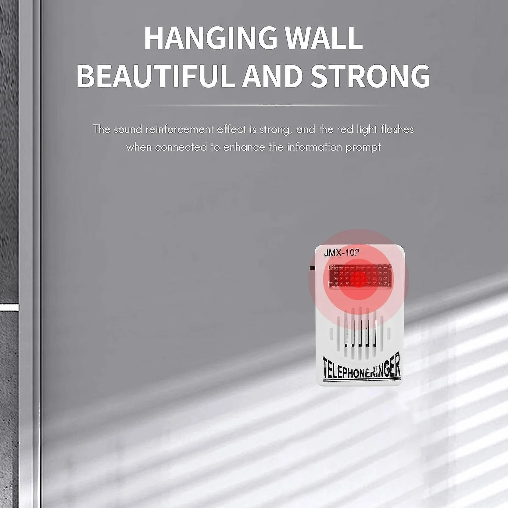 TECHZOCO Timbre con luz intermitente para teléfono fijo, amplificador sonido, 95dB, RJ11, Blanco