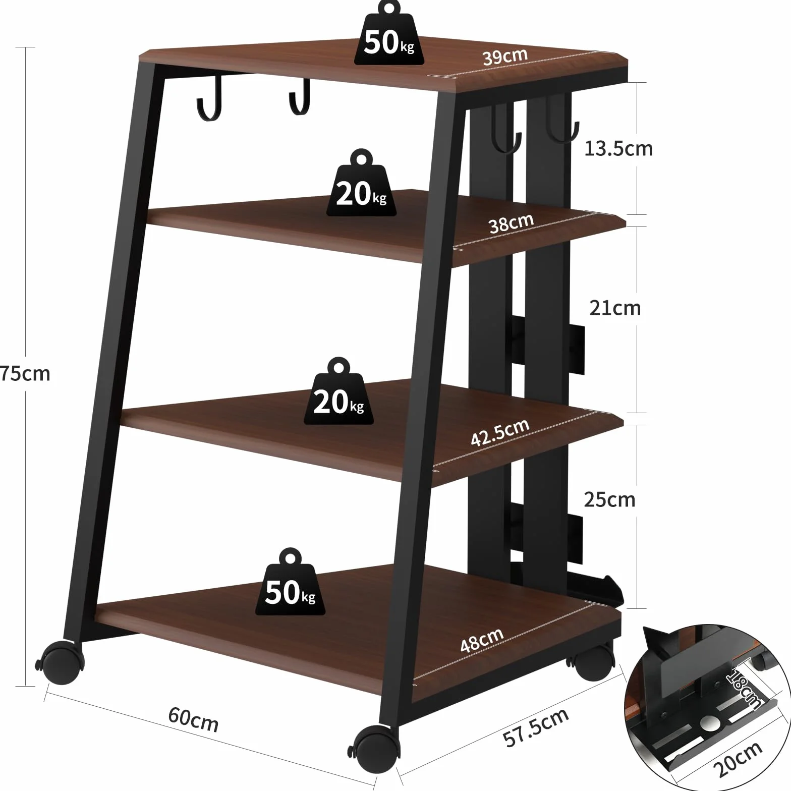 AIMEZO Mueble HiFi Estanteria HiFi para Equipo de Música con Soporte para Micrófono, Soporte Tocadiscos de Vinilo, Estantería HiFi para Sistemas de Audio, Marrón