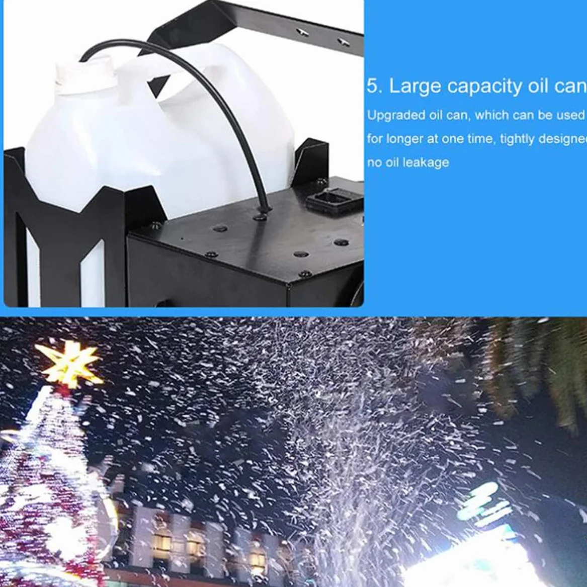 Máquina de Nieve oscilante de 180°, máquina de Nieve de Escenario Grande, Efecto ventisca de Nieve, Adecuada para Efectos de Escenario, Fiestas, Navidad (1500w)