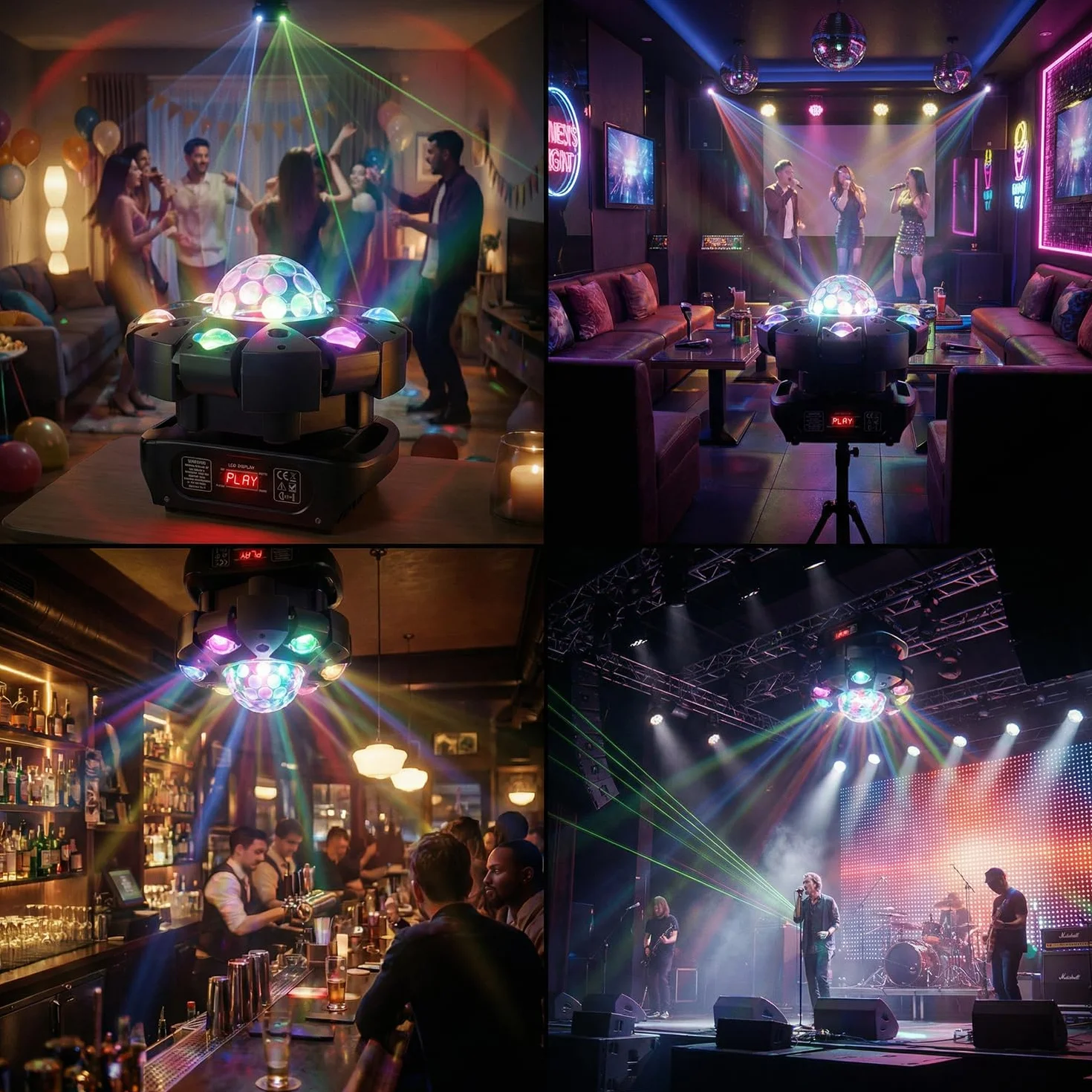Lyre LED 150W Beam Luz de escenario RGBW con control remoto y bola discoteca, iluminación de noche DJ 25 canales juegos de luz para bar, club, discoteca, fiesta, disco