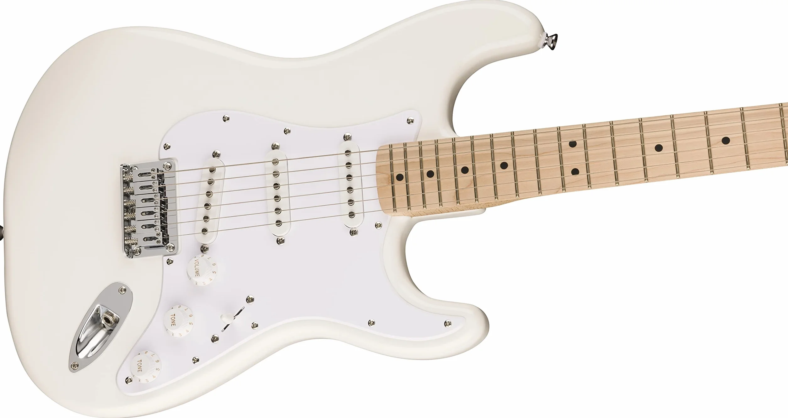 Squier by Fender Sonic Stratocaster HT, Guitarra Eléctrica, Diapasón de Arce, Golpeador Blanco, Blanco Ártico, Incluye cursos virtuales gratuitos en Fender Play
