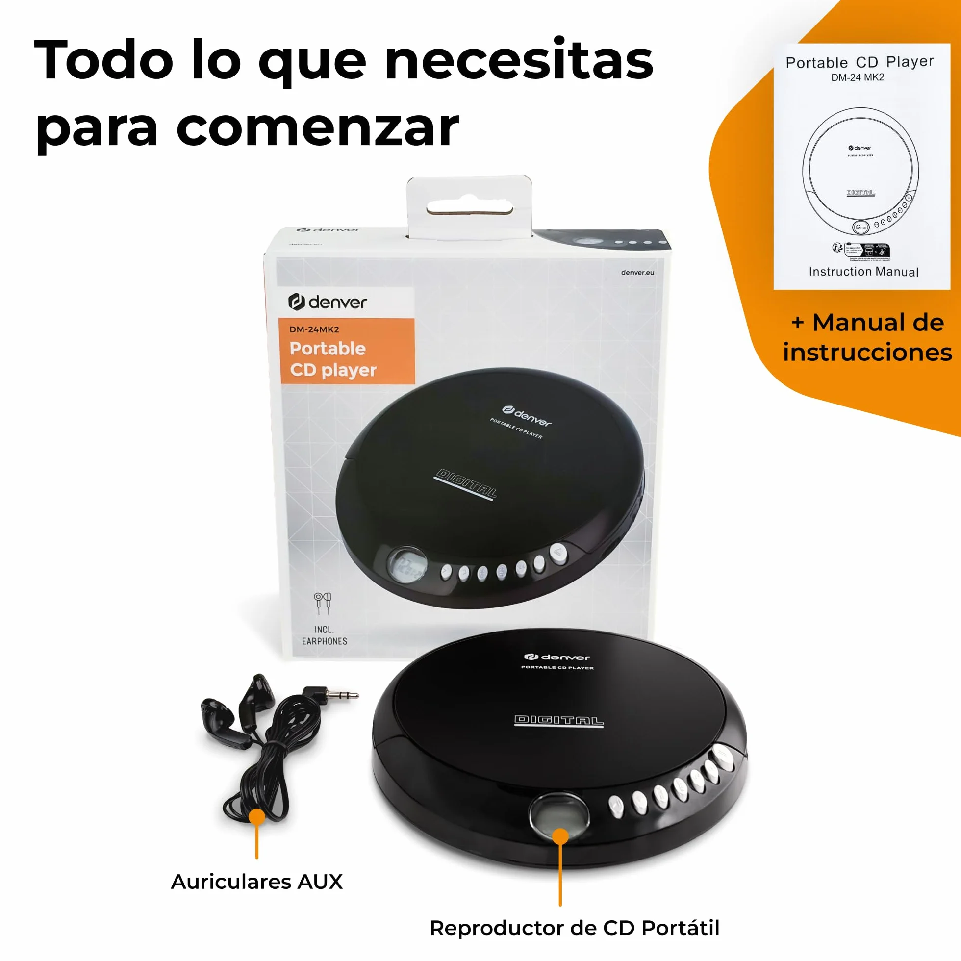 Denver DM-24 Discman CD Portátil Reproductor