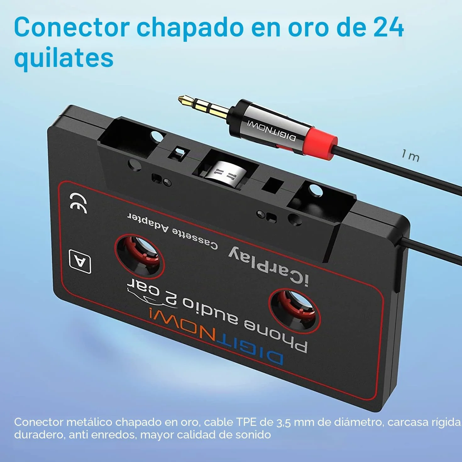 DIGITNOW! Adaptador de Cassette para Coche aux en iPods, teléfonos inteligentes, reproductores de MP3 o walkman