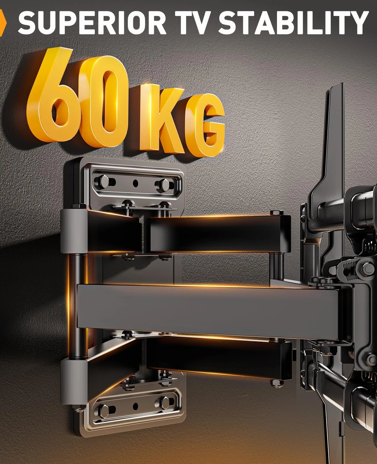 PERLEGEAR Soporte TV Pared Movimiento Completo 42-86 Pulgadas VESA 600x400mm 60kg Giro Inclinación sin Herramientas