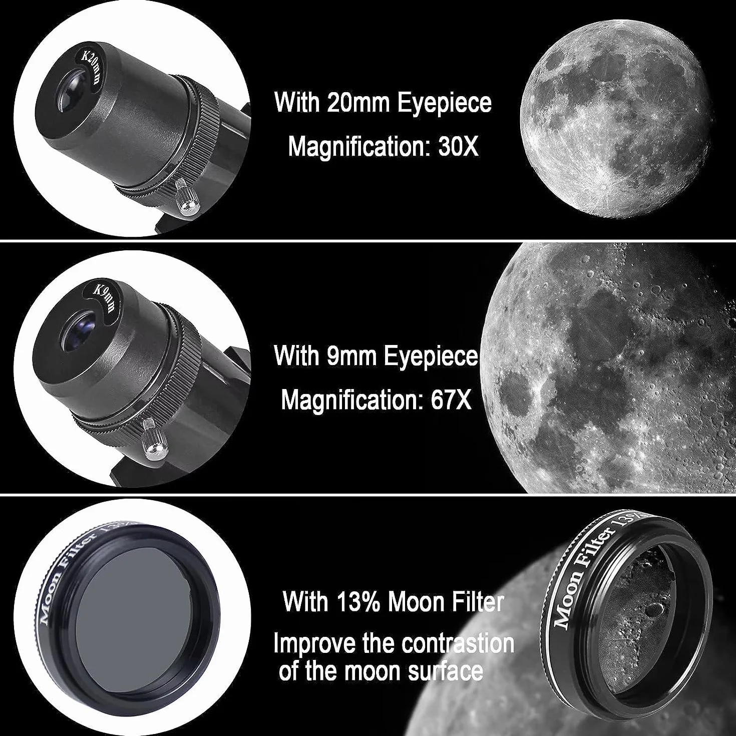 CELTICBIRD Telescopio para Adultos Principiantes en astronomía - Telescopio Refractor portátil astronómico Revestimientos de Alta transmisión Totalmente Multicapa Montaje AZ （80600）