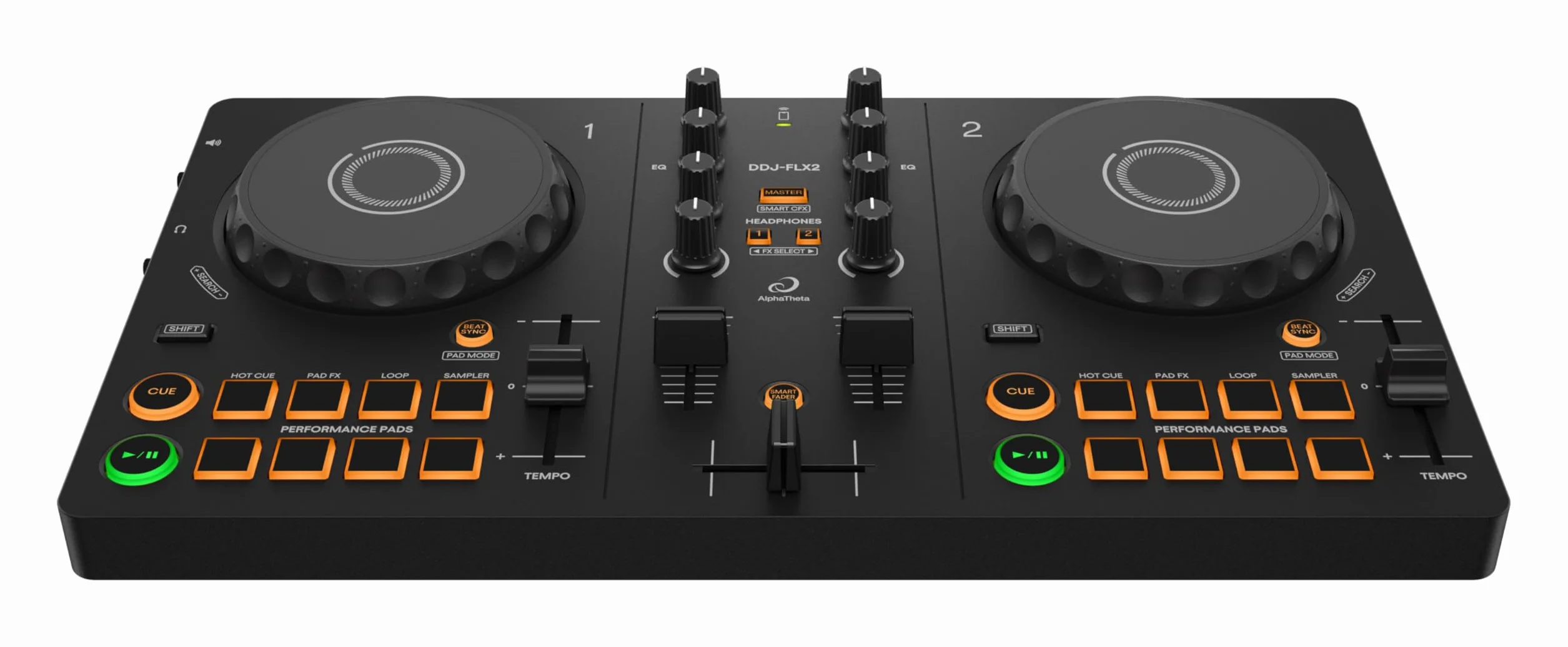 AlphaTheta Pioneer DJ DDJ-FLX2. Controlador portatil, de 2 Canales, alimentación por USB y con Diseño Profesional – Compatible con Servicios de Streaming Musical – Ideal para Nuevos DJs