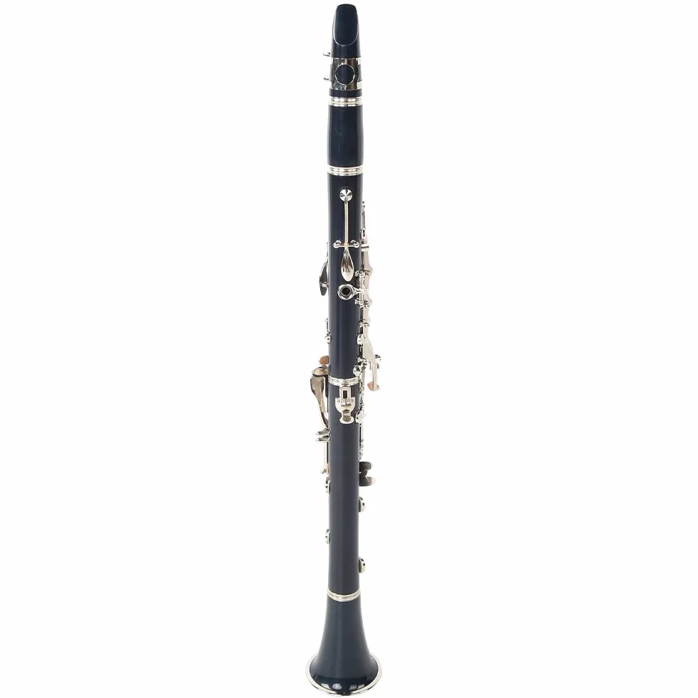 Clarinete de Baquelita de Tono BB de 17 Teclas con Botón de Niquelado Antioxidante Tamaño Compacto Y Extraíble Diseño de Apertura Preciso Adecuado para Estudiantes Principiantes (Azul)