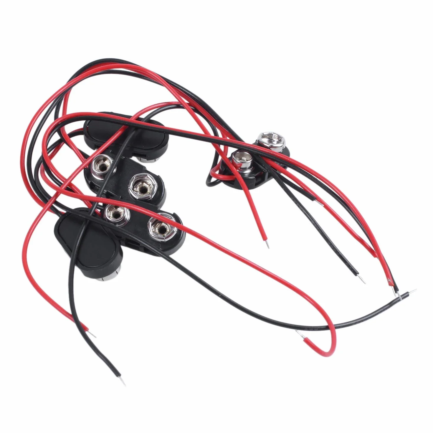 5 Piezas Negro Carcasa de plastico 14,99 cm Dos-con Cable 9 V Conectores para Pilas Recargables de