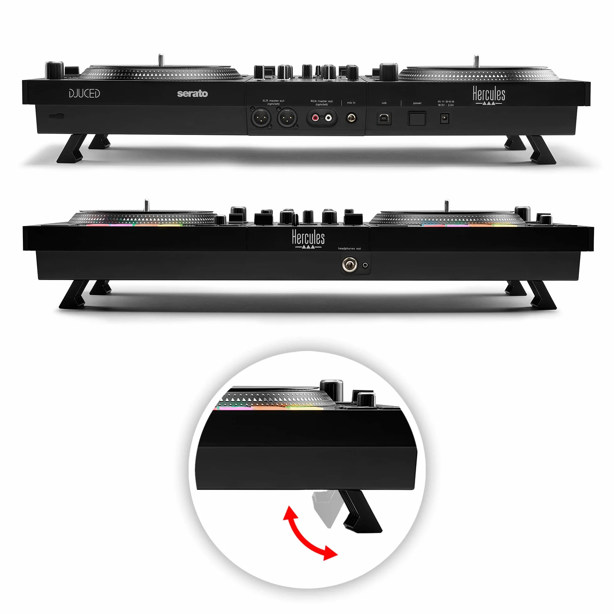 Hercules DJControl Inpulse T7 -Controladora de DJ Motorizada Negra de 2 Decks - incluye Serato DJ Lite y el software DJUCED